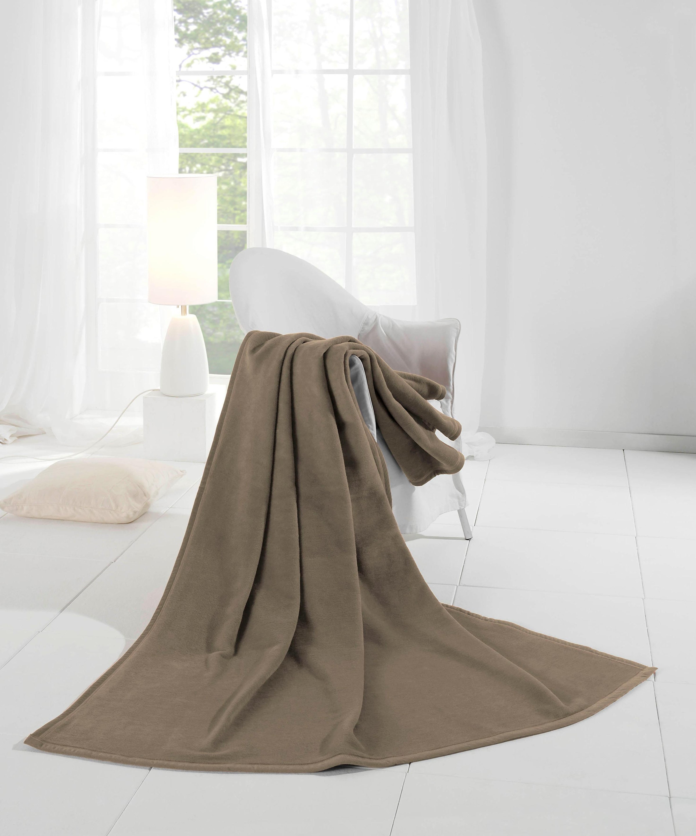 Biederlack Wohndecke »Wohndecke Cotton Home«, im Uni Design, Kuscheldecke