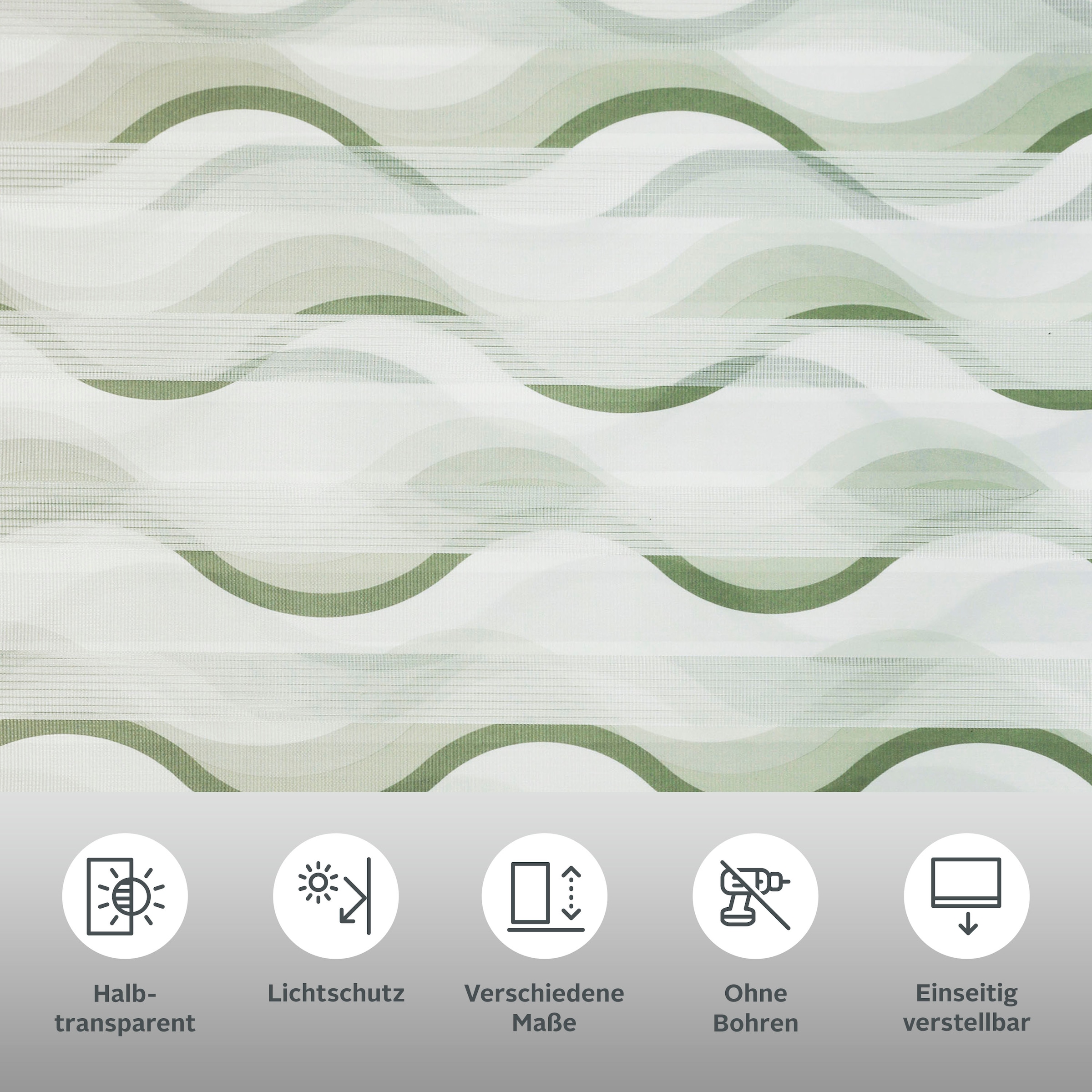 my home Doppelrollo »Welle«, Lichtschutz, Sichtschutz-Verdunkelung, ohne Bohren, freihängend, Fixmaß, Klemmfix-Duo-Rollo, Doppelrollo "Welle", Klemmträger