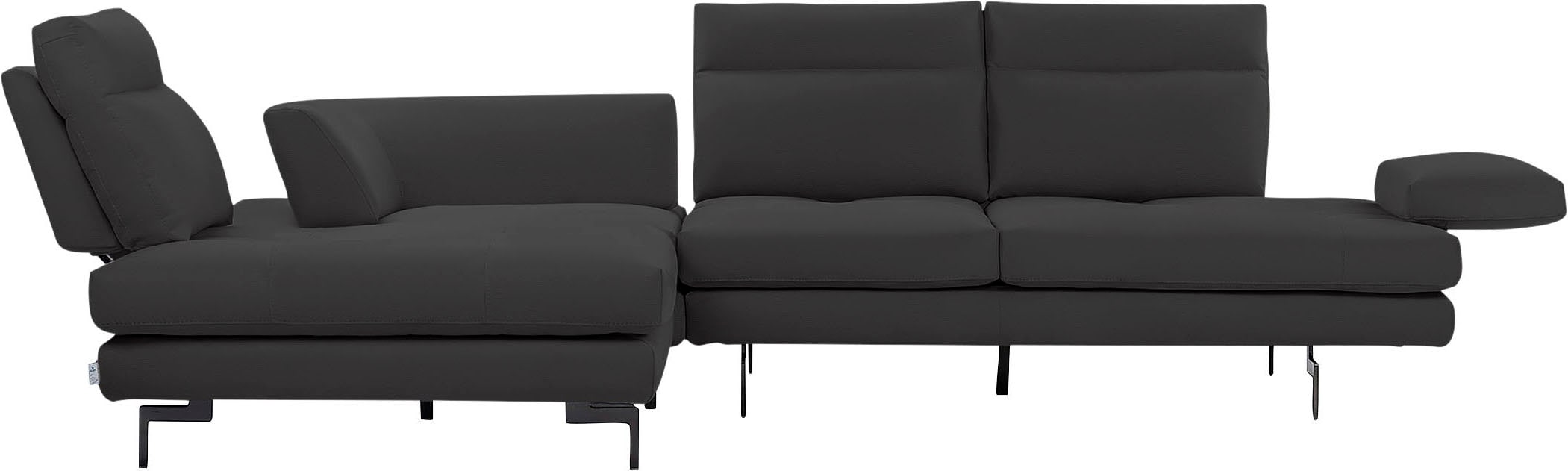 CALIA ITALIA Ecksofa »Toby Wing, Komfortsofa mit Sitzkomfort der Extraklasse, L-Form«, Sitztiefenverstellung, wahlw. mit Kissen-Set,Füße schwarz matt