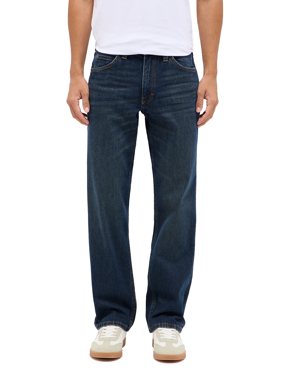 MUSTANG Straight-Jeans »Herren Style Tramper Straight« 883 dunkelblau 35 - Länge 32 Länge 32 35 Straight Fit Jeans mit mittelhohem Bund und geradem...