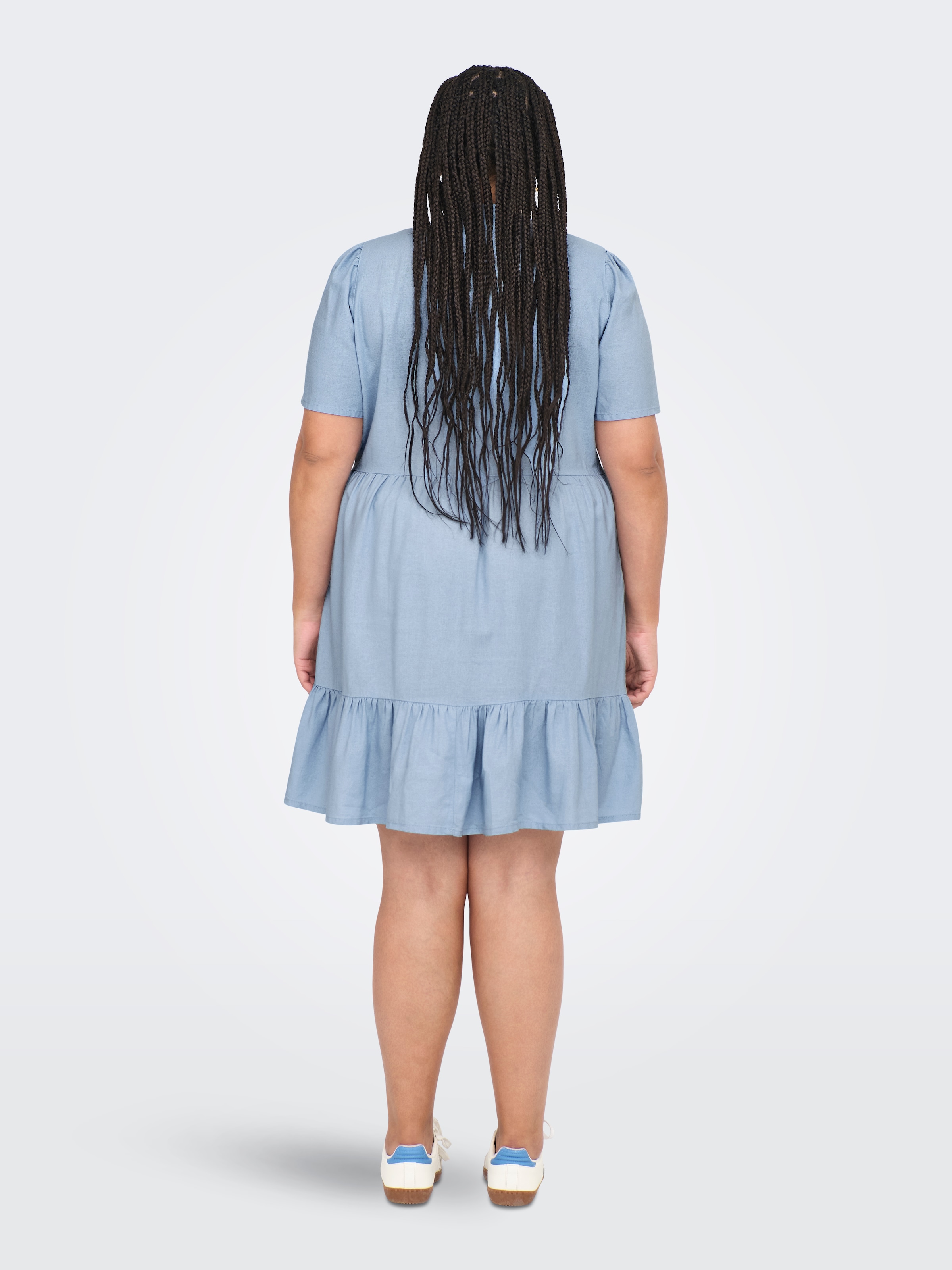ONLY CARMAKOMA Minikleid »CARTIRI-CARO S/S V-NECK LIN DRESS TLR«, Sommerkleid