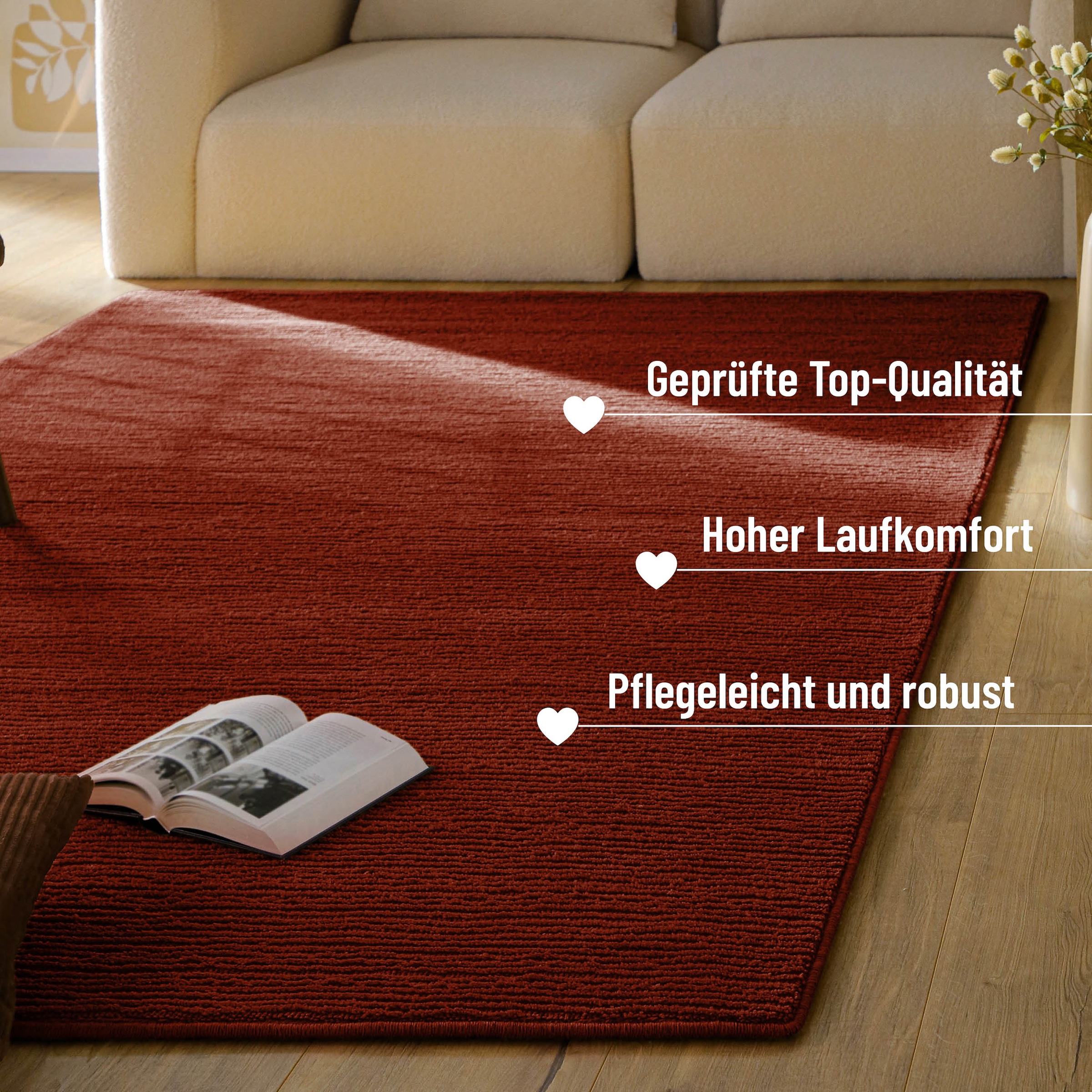Wecon home Teppich »Castello ONE« rechteckig 7 mm Höhe Schurwolle, Kurzflor mit Hoch-Tief-Effekt, Wohnzimmer, Rautenmuster
