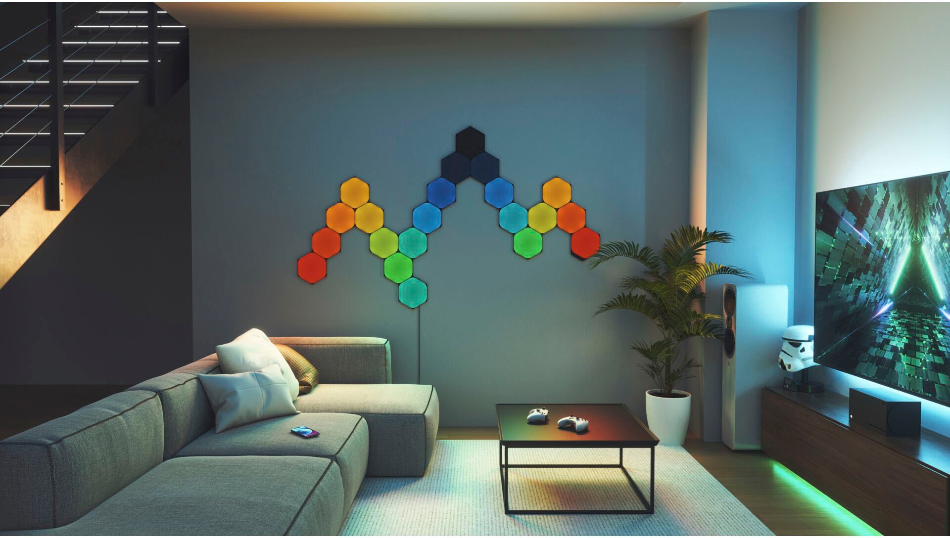 nanoleaf LED Dekolicht »Nanoleaf Shapes Ultra Black Hexagons Starter Kit - 9PK«, Starter Kit - 9 PK, Modulares Stecksystem, Smarte Technologie
