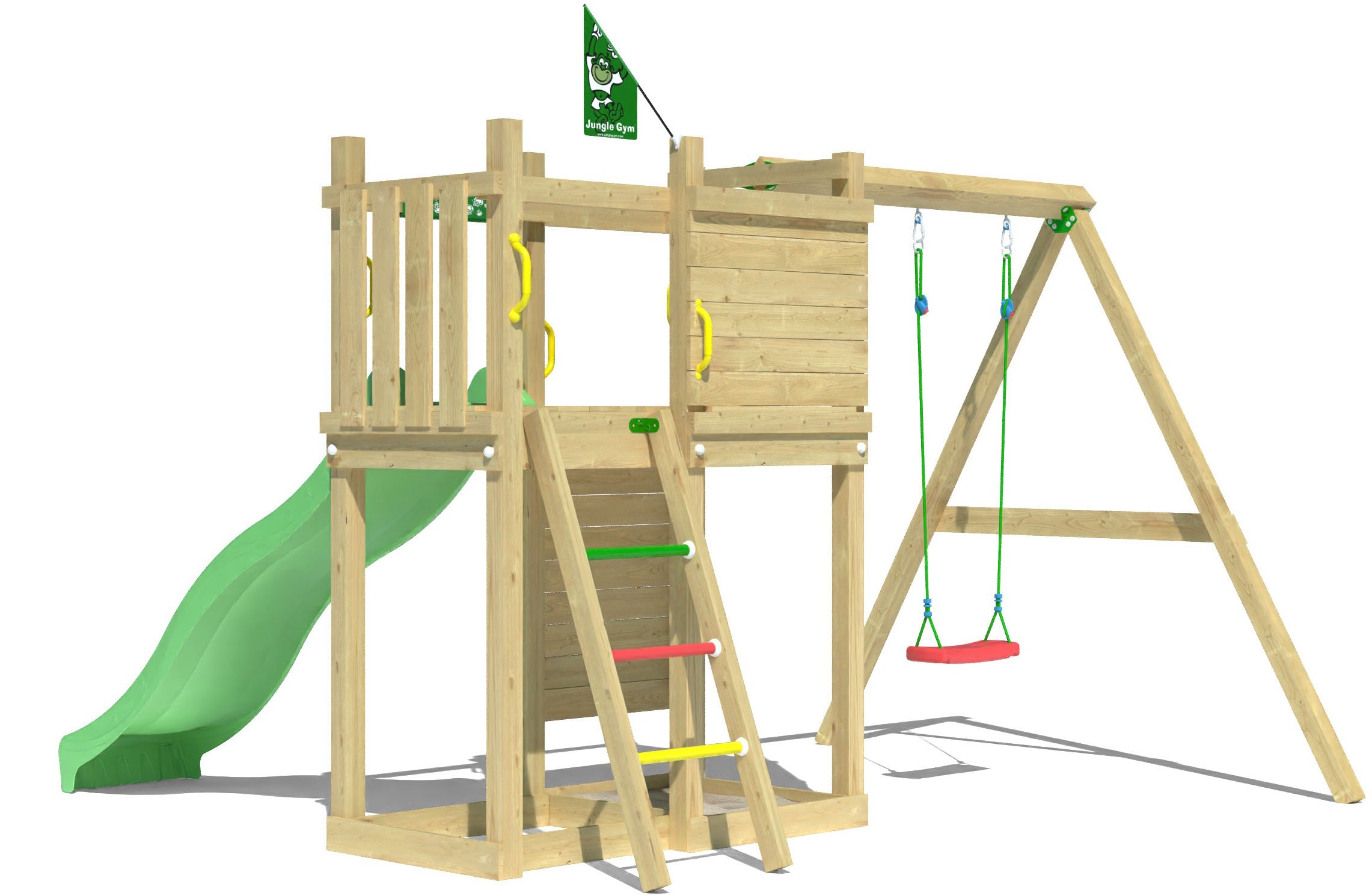 Jungle Gym Spielturm »Deck«, (Set), Spielanlage mit Schaukel und Rutsche mit Wasseranschluss