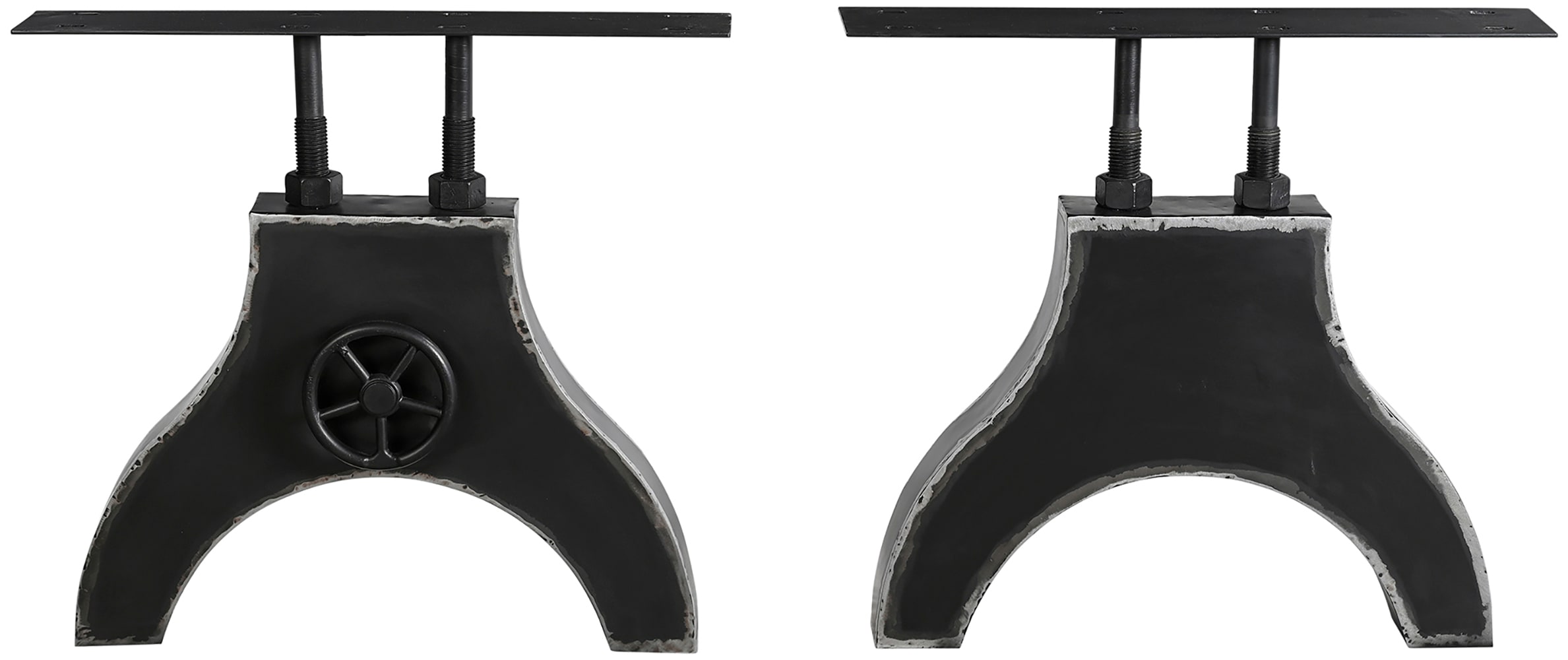 Tischbein SIT, grau (antikschwarz), B:70cm H:72cm T:12cm, Tischbeine, Tischbein, mit Dekor-Kurbelrad
