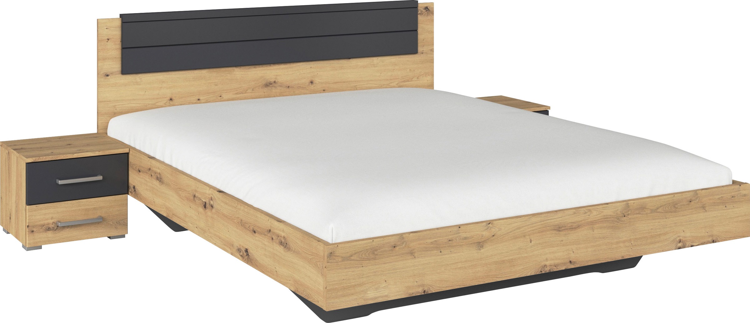 rauch Bettanlage »Doppelbett Futonbett BARCELONA in schwebender Optik«, (Set, 3 tlg.), und Farbabsetzungen mit 2 Nachttischen MADE IN GERMANY
