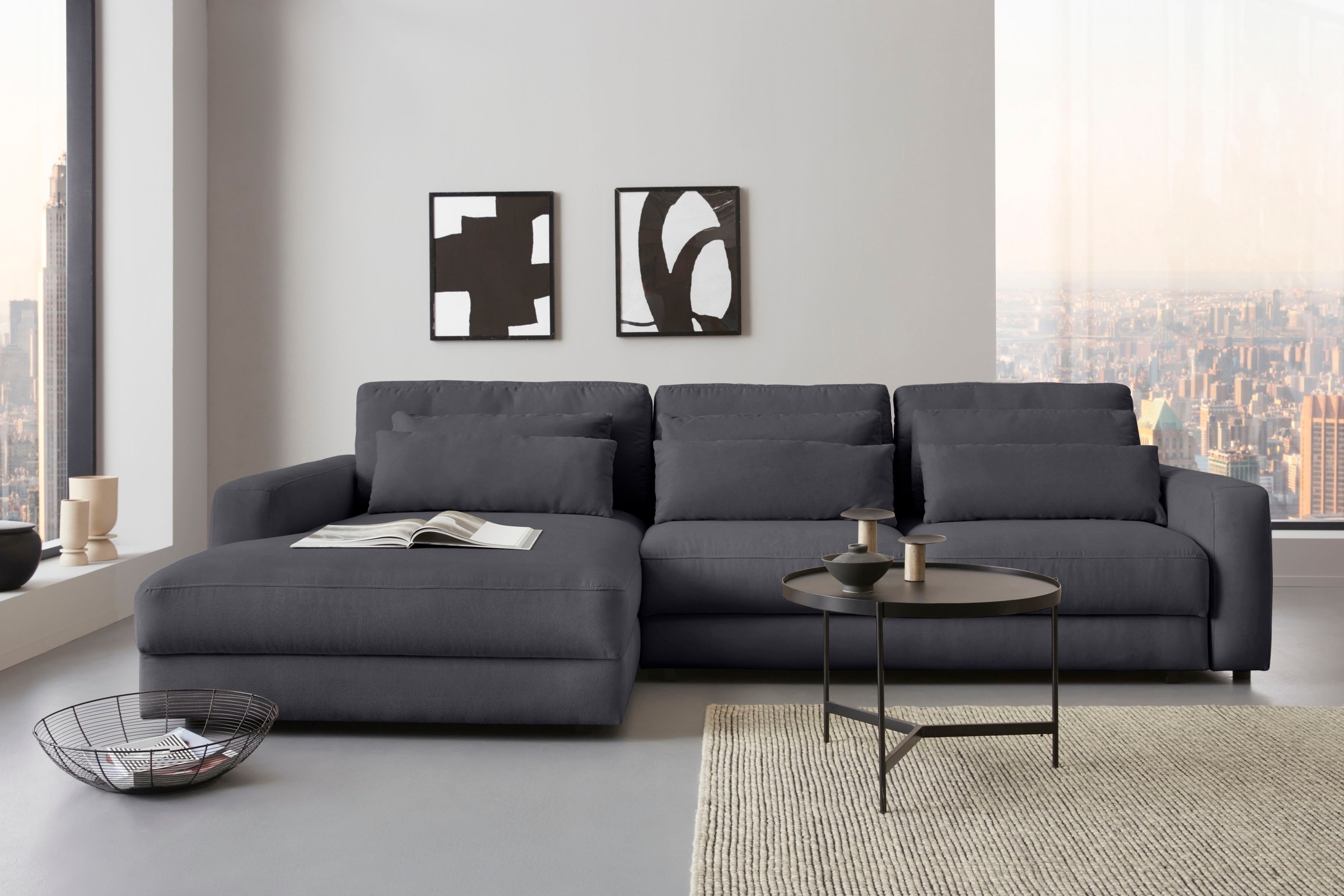 Places of Style Ecksofa »Bloomfield, bequem und elegant, L-Form«, wahlweise mit Bettfunktion und Bettkasten