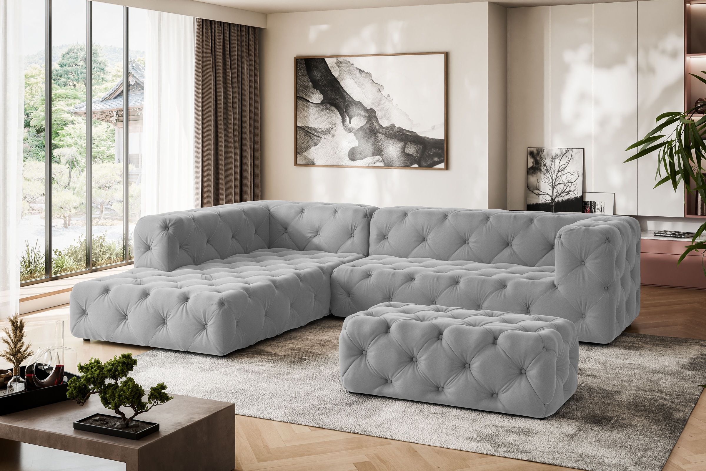Places of Style Ecksofa »FOLLINA«, L-Form, mit klassischer Chesterfield-Kno günstig online kaufen