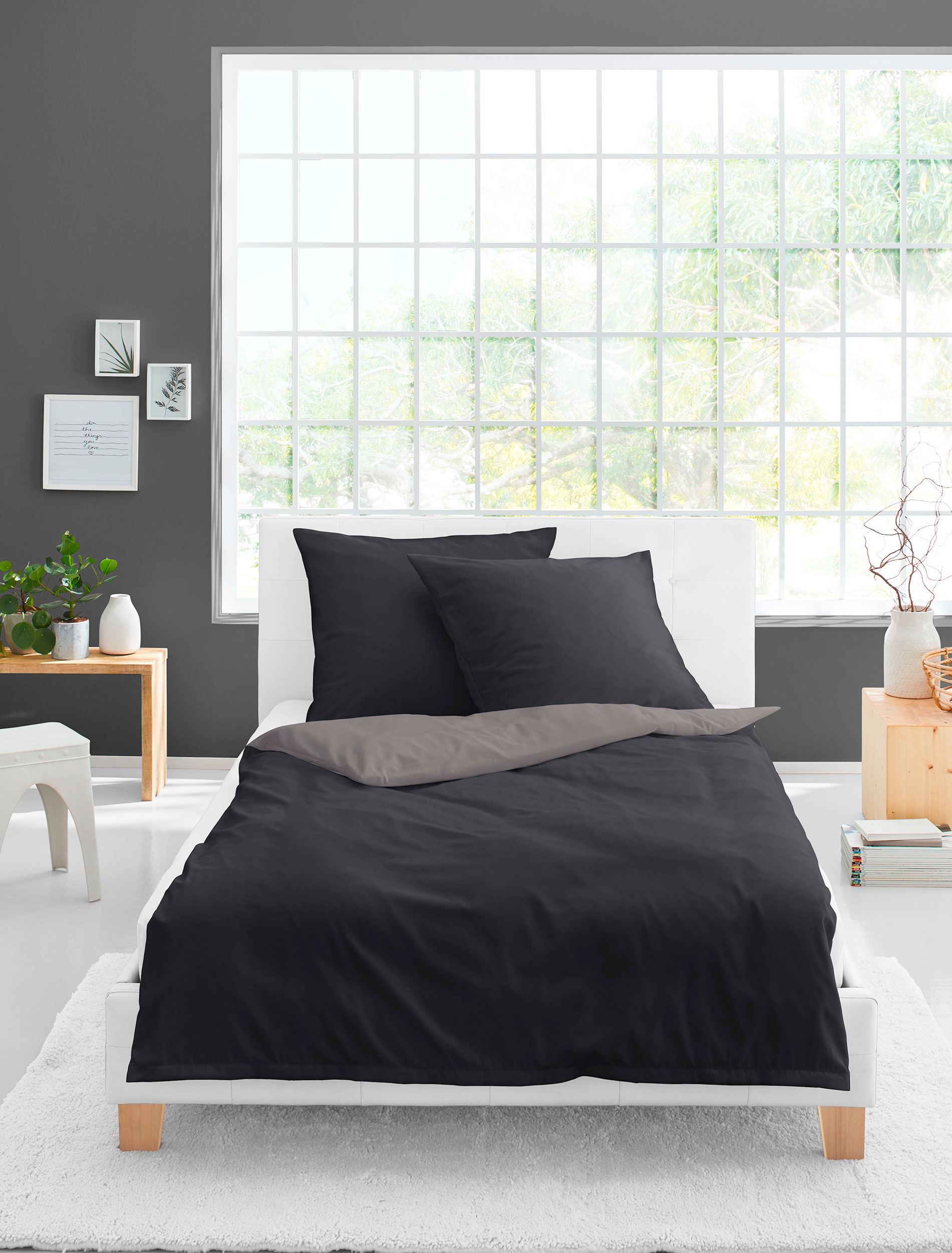 BIERBAUM Wendebettwäsche »Modern Uni in Gr. 135x200 oder 155x220 cm«, Moder günstig online kaufen