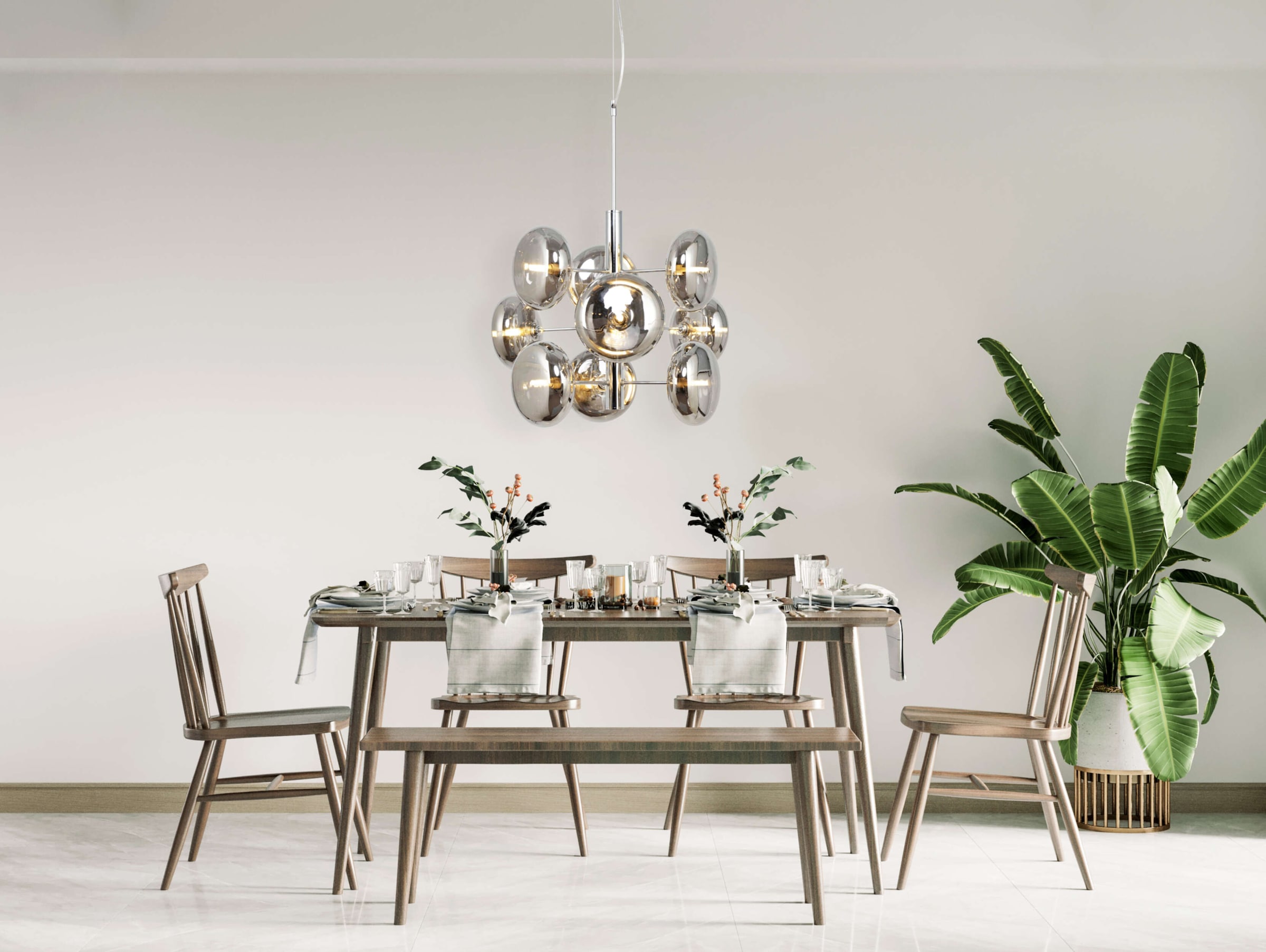 näve Pendelleuchte »Orion« G9 1 Stk. Gestell chrom, 9 flache Rundgläser in chrom-smoky, exkl. G9, H: 55cm