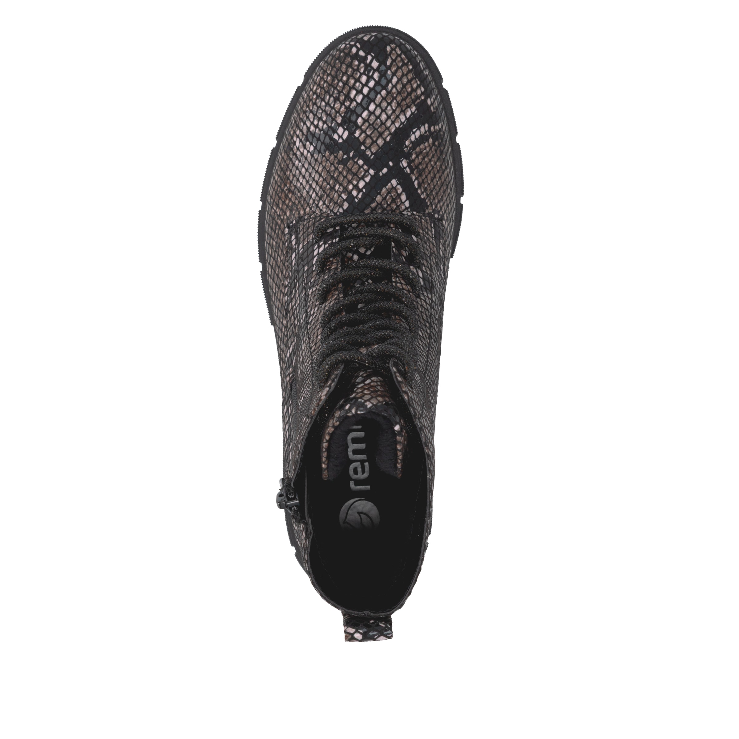 Remonte Schnürstiefelette  Blockabsatz, Schnürboots im modischem Reptilien-Look