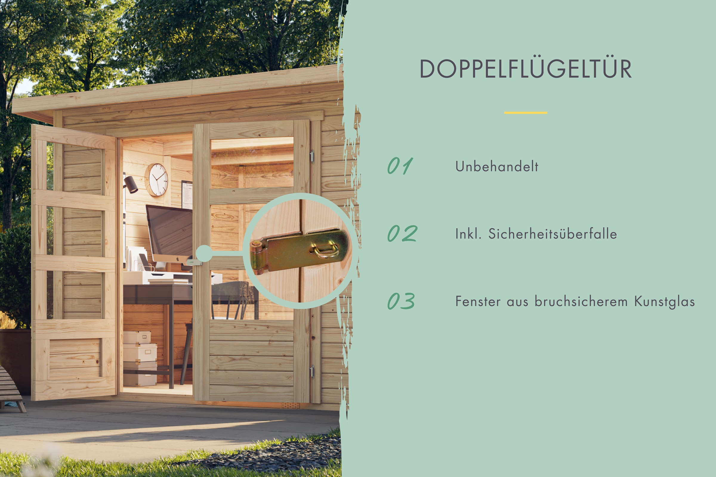 Karibu Gartenhaus »»Amberg 4««, naturbelassen, anthrazit oder terragrau
