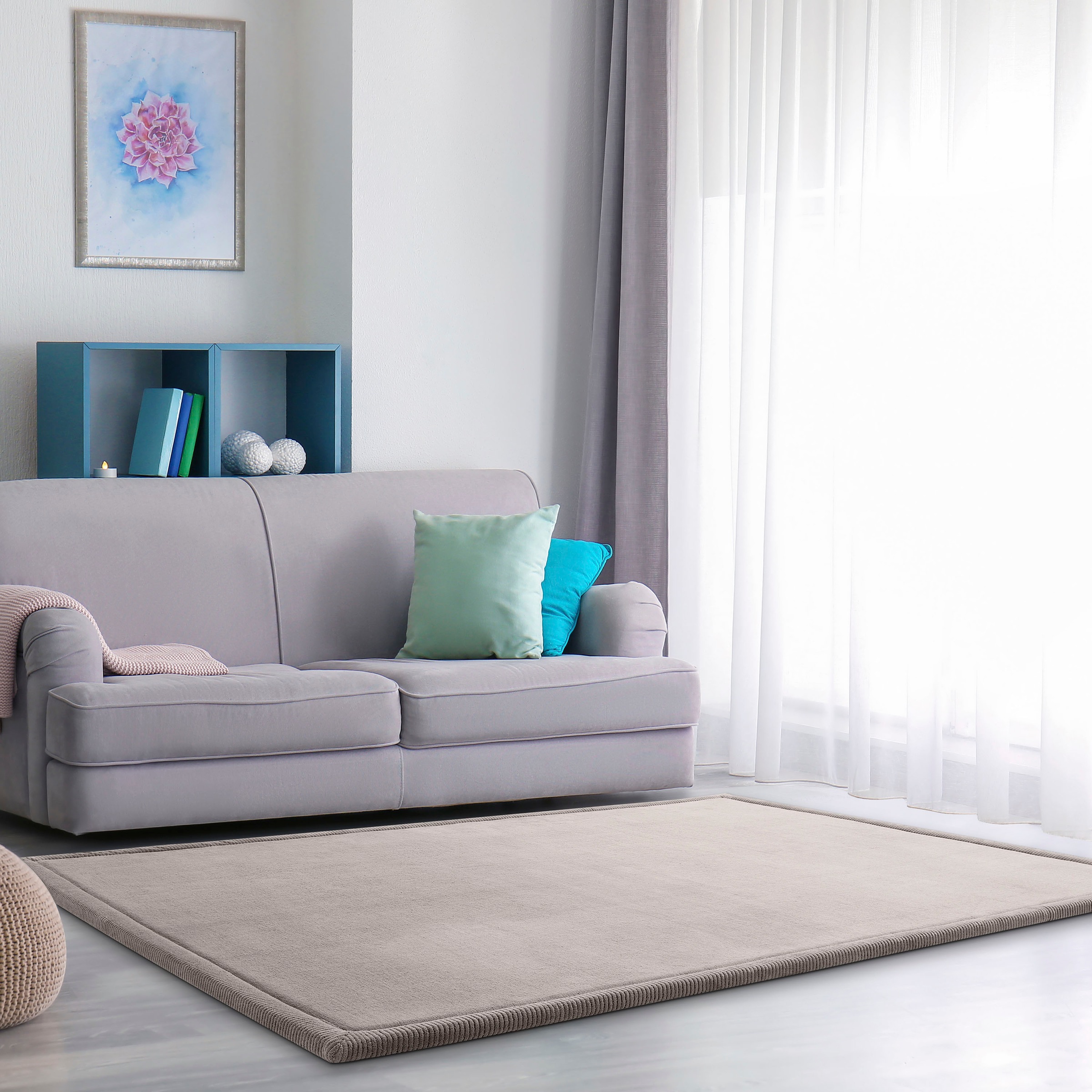 Paco Home Teppich »Tatami 475«, rechteckig, 24 mm Höhe, Kurzflor, Uni-Farben, mit Memory Foam, waschbar