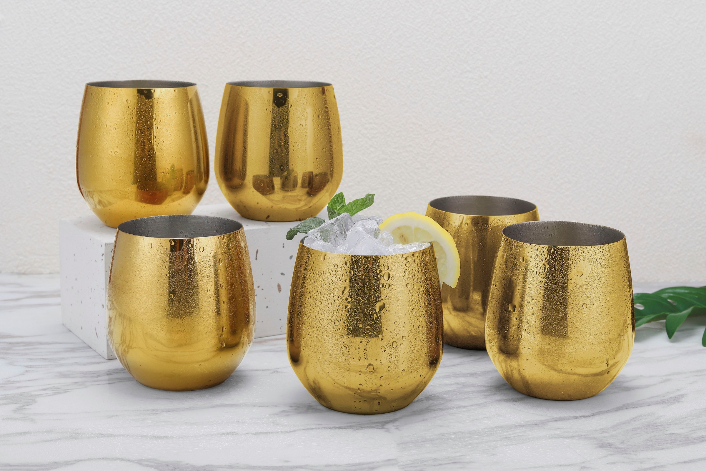 ECHTWERK Weinglas, (Set, 6 tlg.), (Wein & Wasserkelch-Set), 500 ml, bruchsicher, stiellos, 10 x 9,5 cm