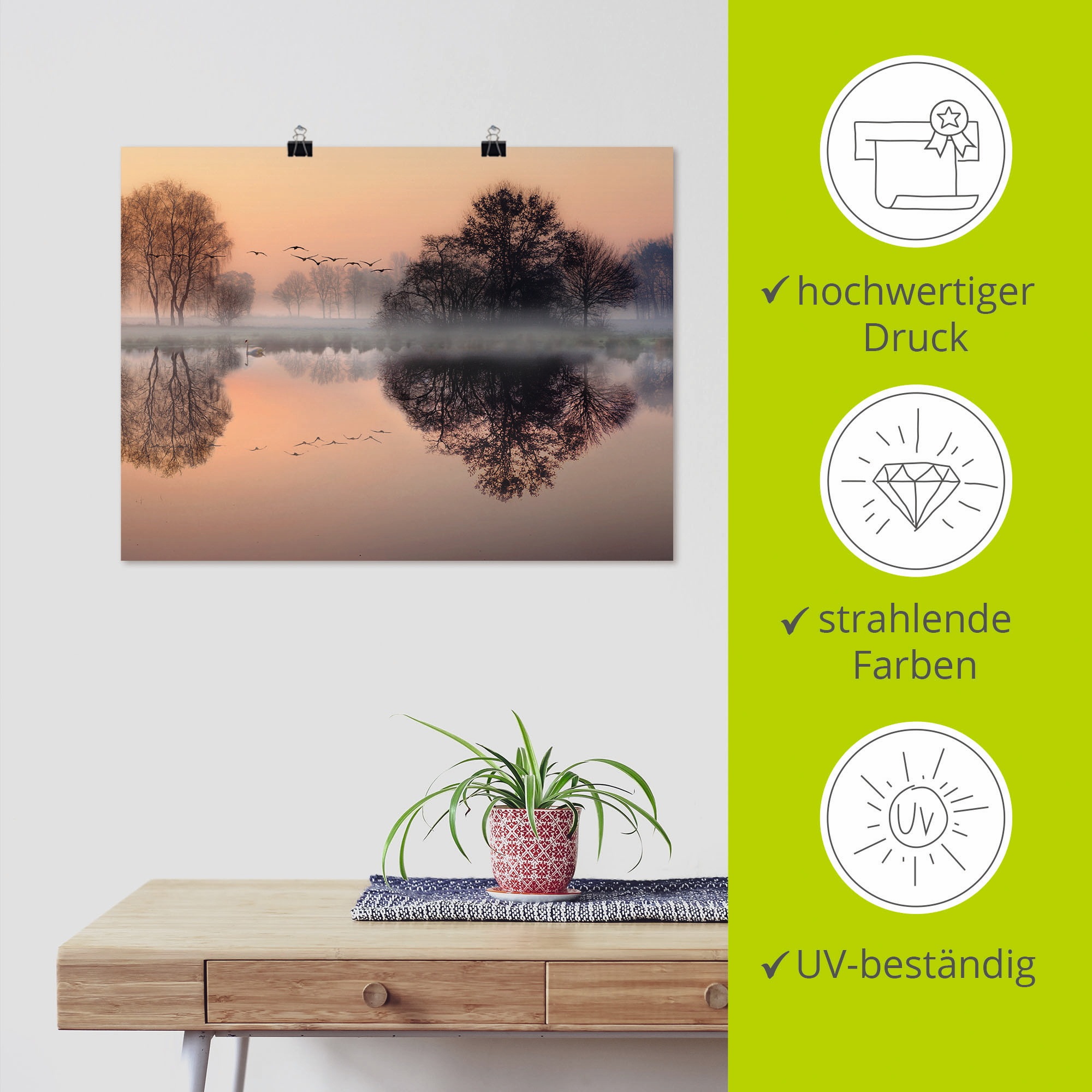 Artland Wandbild »Früh morgens am See....«, Gewässer, (1 St.), als Leinwandbild, Poster, Wandaufkleber in verschied. Größen