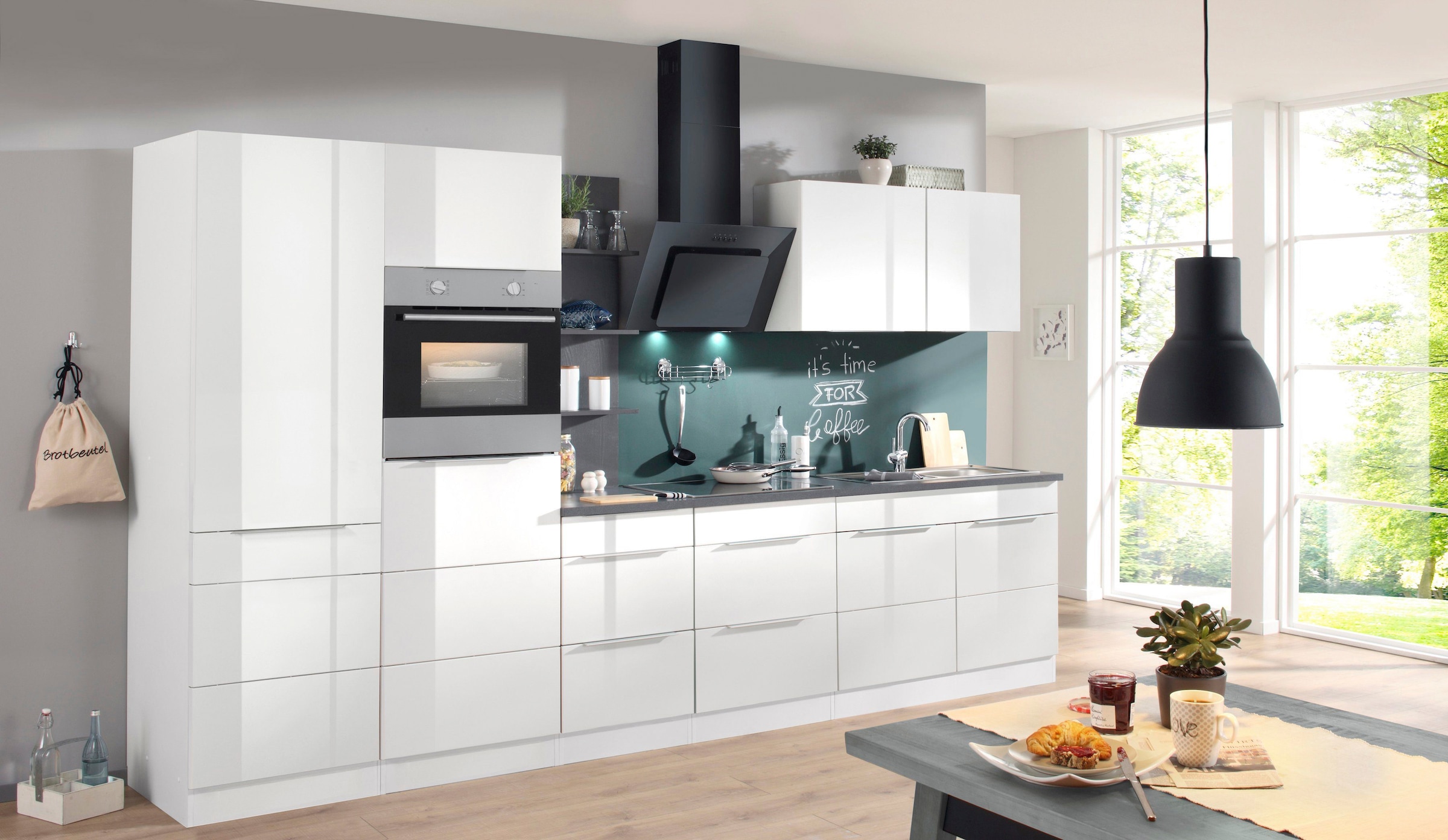 KOCHSTATION Küchenzeile »KS-Brindisi Breite 330 cm«, wahlweise mit E-Geräten und Induktion, mit MDF-Fronten und Regal
