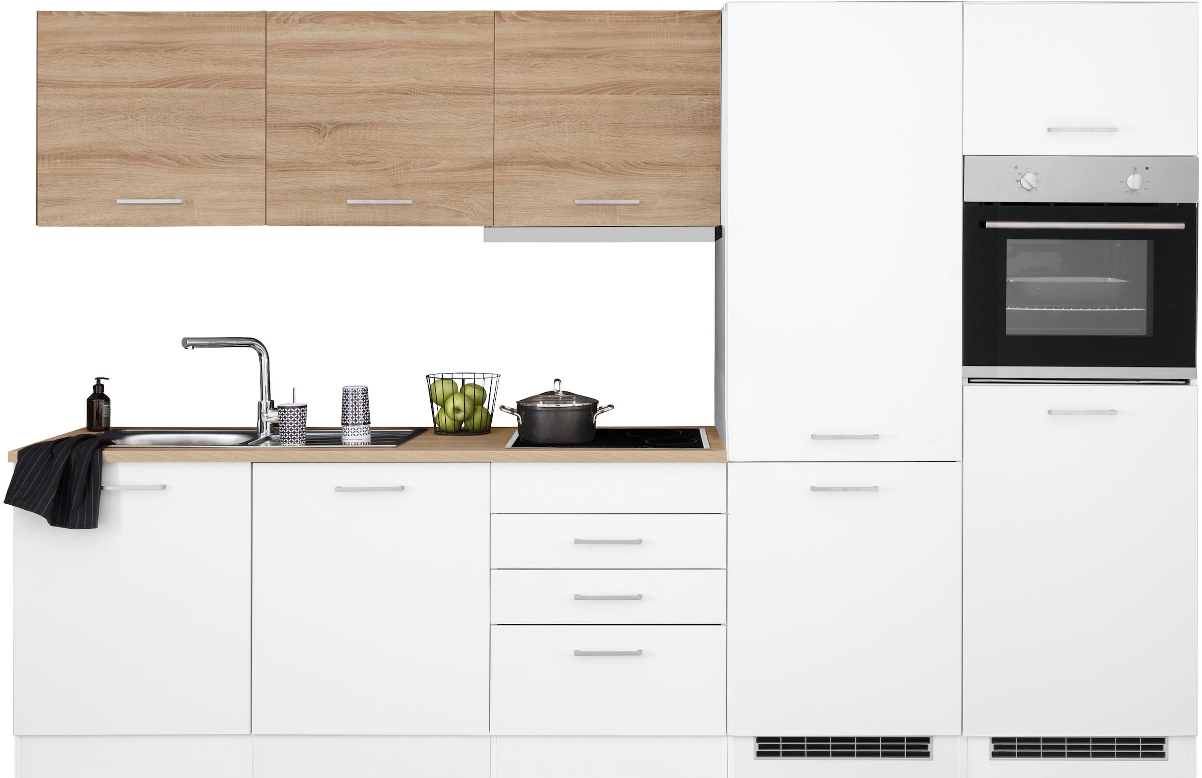 HELD MÖBEL Küchenzeile »Visby«, mit E-Geräten, 300 cm, mit  Kühl/Gefrierkombination und Geschirrspüler online bestellen