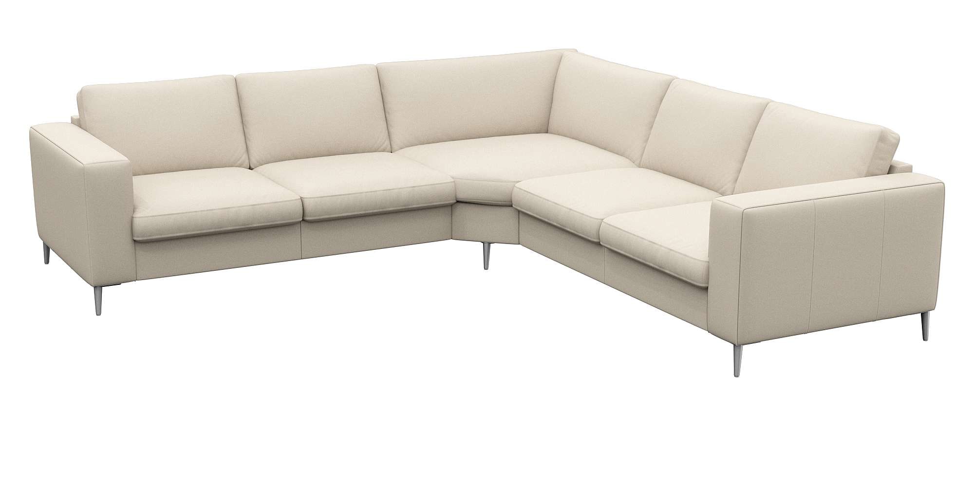 FLEXLUX Ecksofa »Fiore, gleichschenklig, super Sitzkomfort durch Kaltschaum im Sitz«, breite Armlehnen, Füße Alu