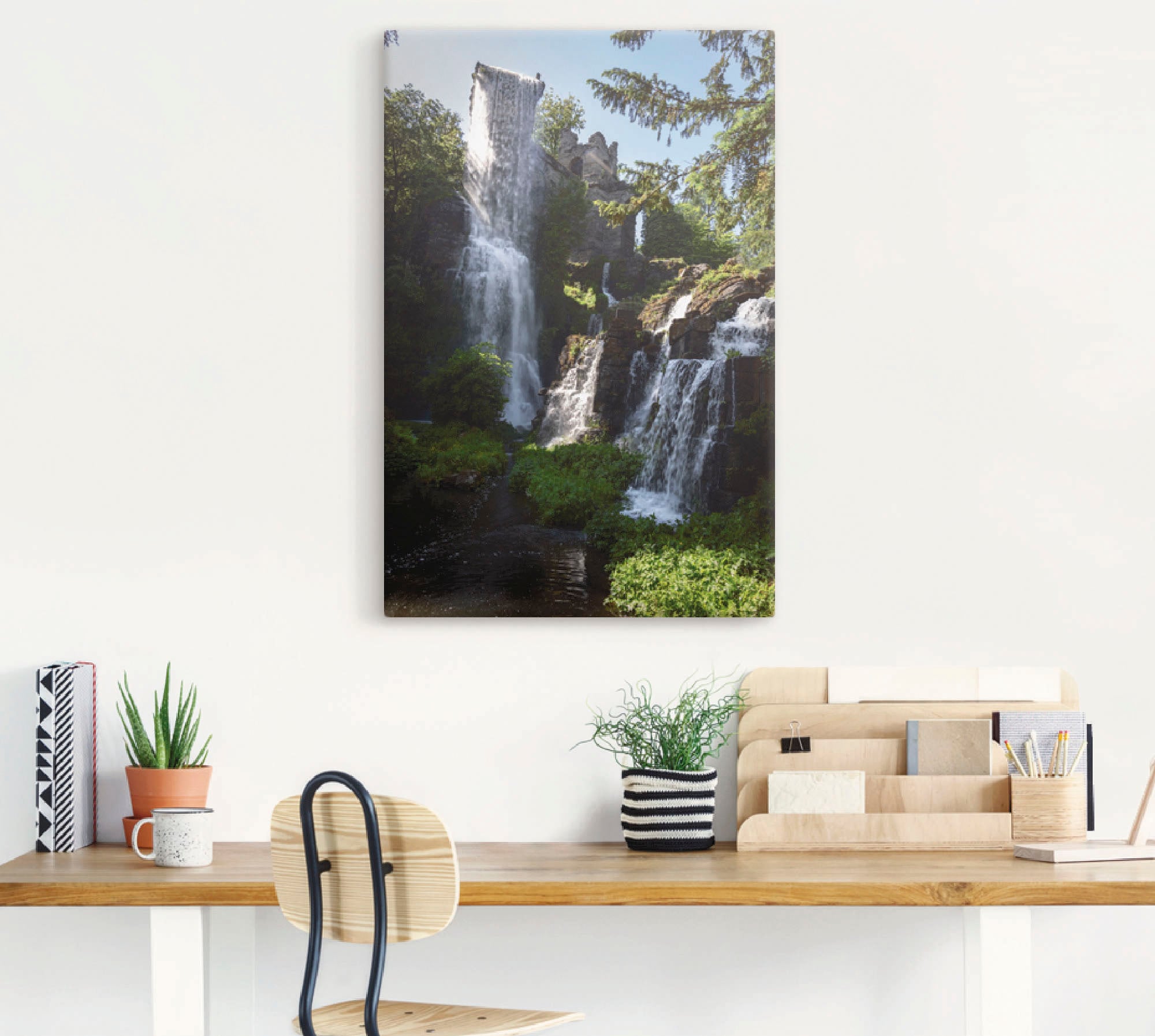 Artland Leinwandbild »Wasserfall bei Wasserspielen in Kassel«, Gewässer, (1 St.), auf Keilrahmen gespannt