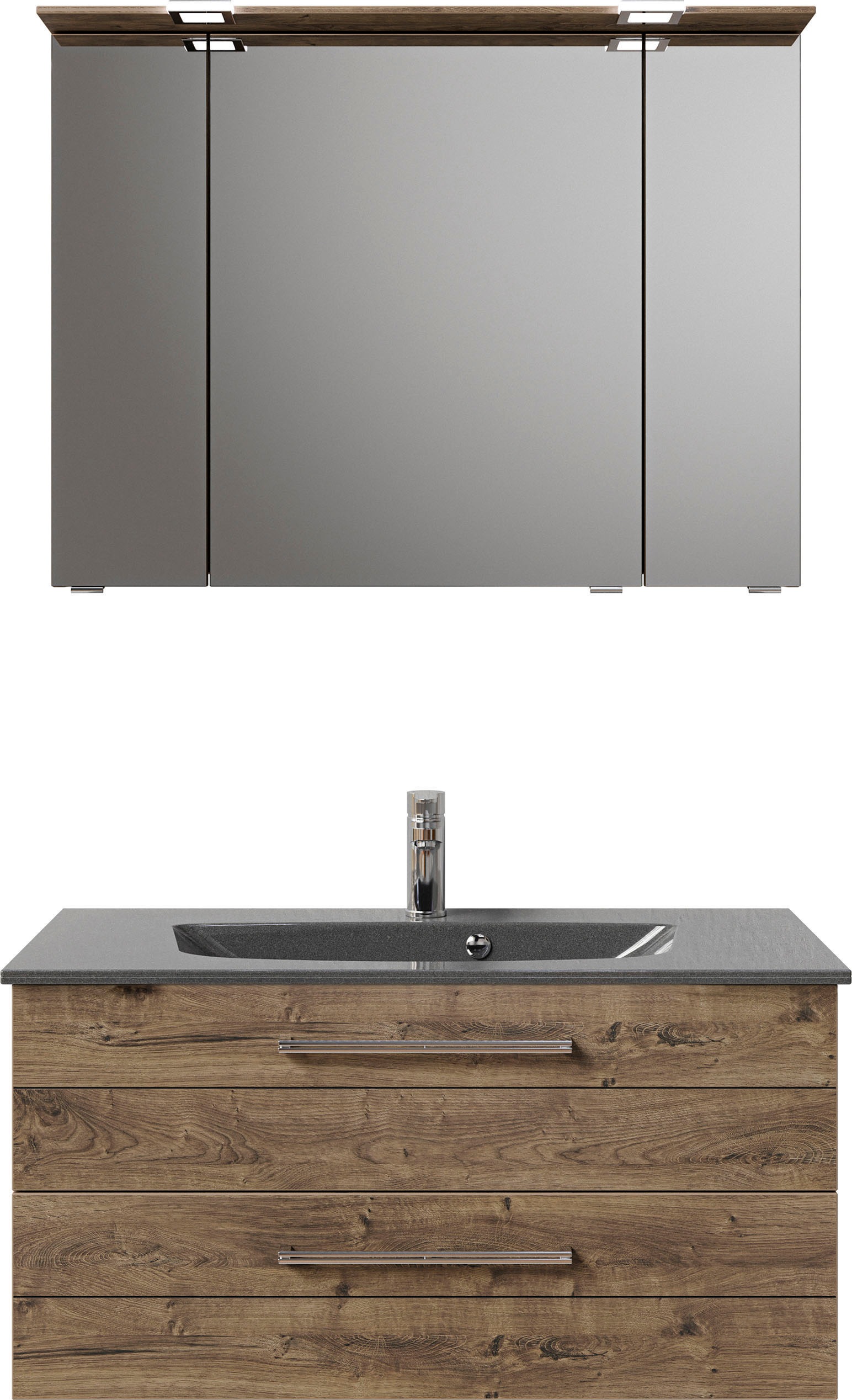 Saphir Badmöbel-Set »Serie 6025 2-teilig Mineralmarmor-Waschtisch mit LED-S günstig online kaufen