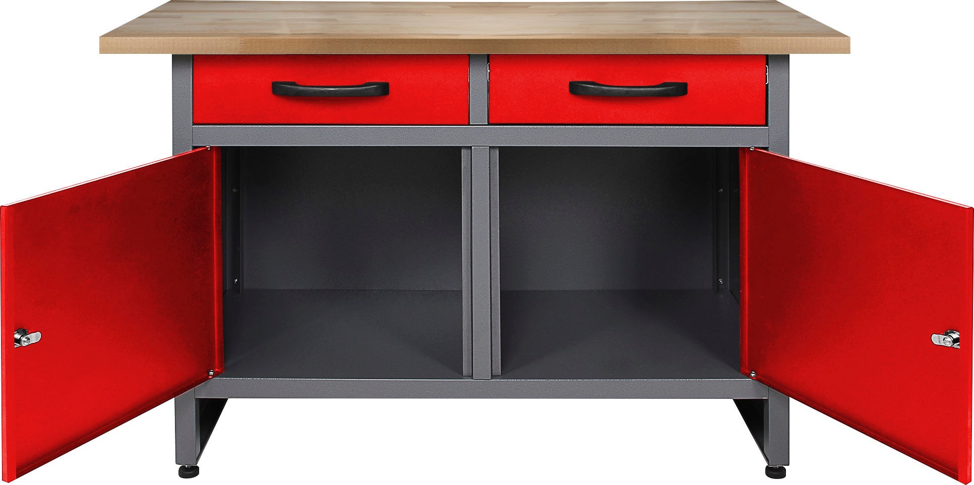 ONDIS24 Werkstatt-Set, 2x Werkbank, 2x Werkzeugwand, 3x Hängeschrank