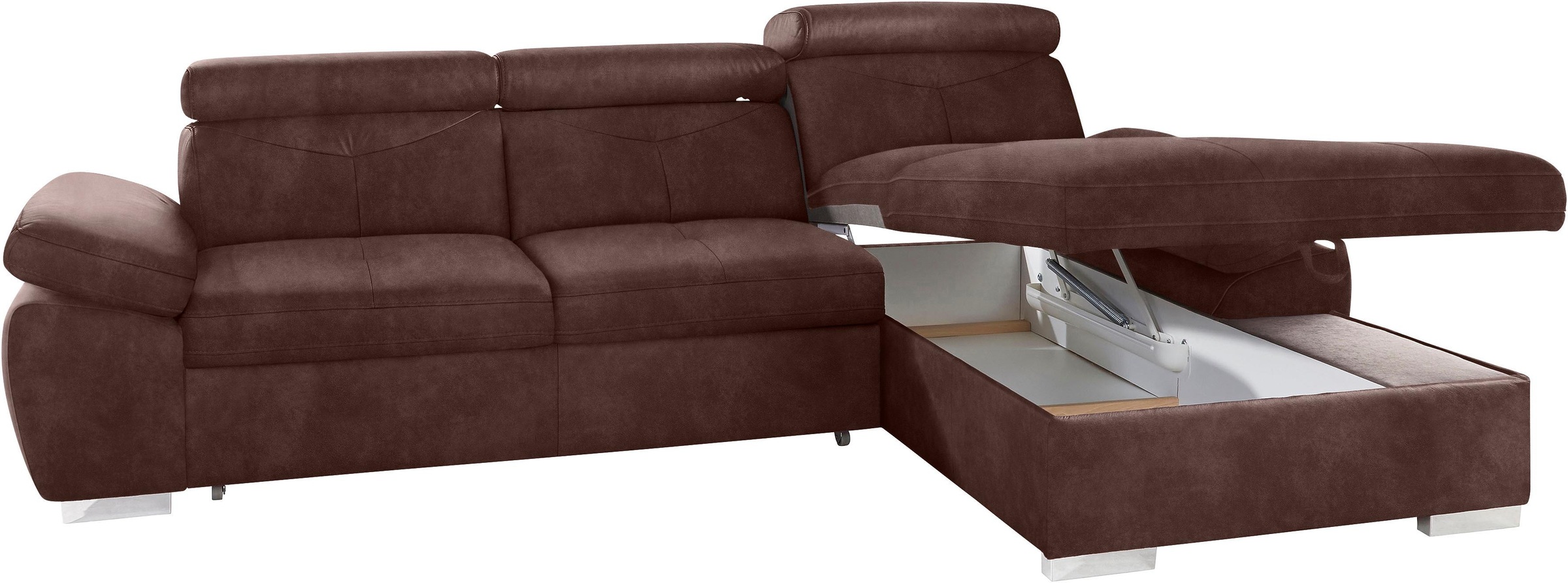 exxpo - sofa fashion Ecksofa »Spring, super bequem, mit Armteil- und Kopfteilfunktion«, L-Form, wahlweise mit Bettfunktion und Bettkasten