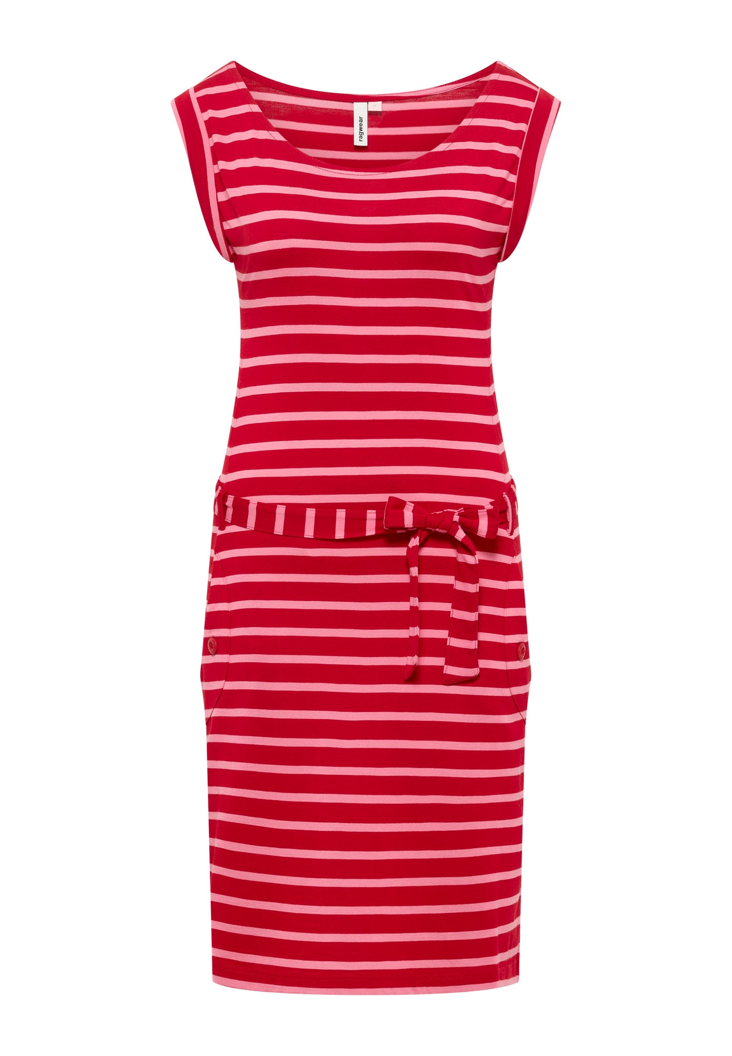 Ragwear Minikleid »TAGG STRIPES« 2 tlg. Eingrifftaschen Fließende Viskosemischung mit Streifen und Bindeband