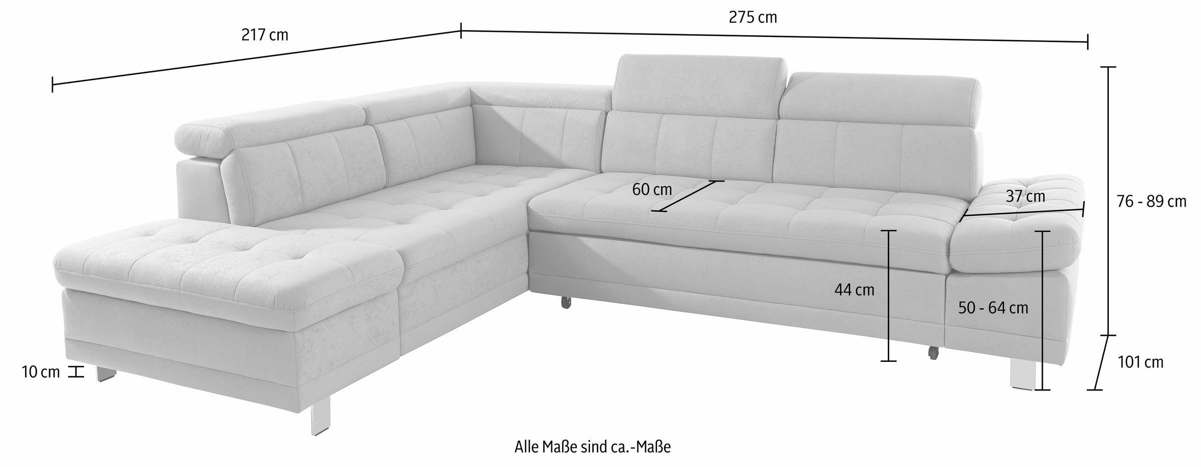 sit&more Ecksofa »Limit L-Form«, wahlweise mit Bettfunktion und Bettkasten