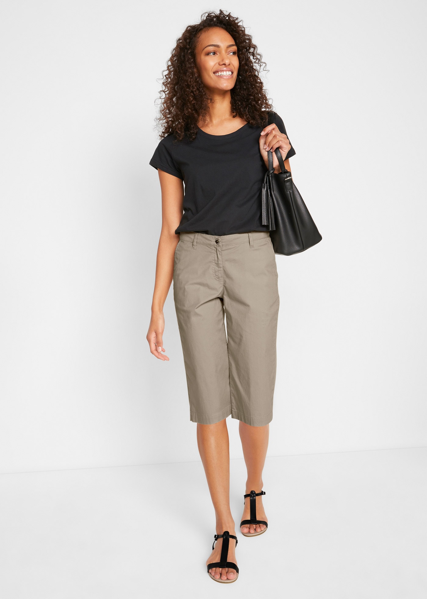 bonprix Longbermudas  aus Baumwolle mit Elasthan, Regular Fit, mit Komfortbund