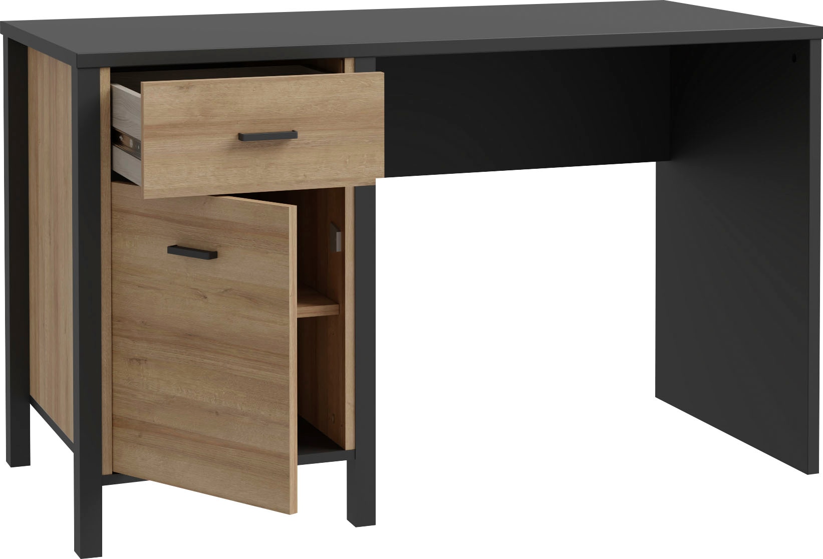 FORTE Schreibtisch »High Rock«, mit Tür & Schublade, Industrial-Look, Knieblende, Breite 120 cm