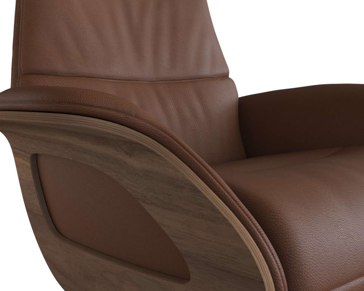 FLEXLUX Relaxsessel »Clement elektrischer Funktionsessel«, Größe M, Rücken & Fußteil elektrisch, Akku, Arml. Walnuss, Fuß schwarz