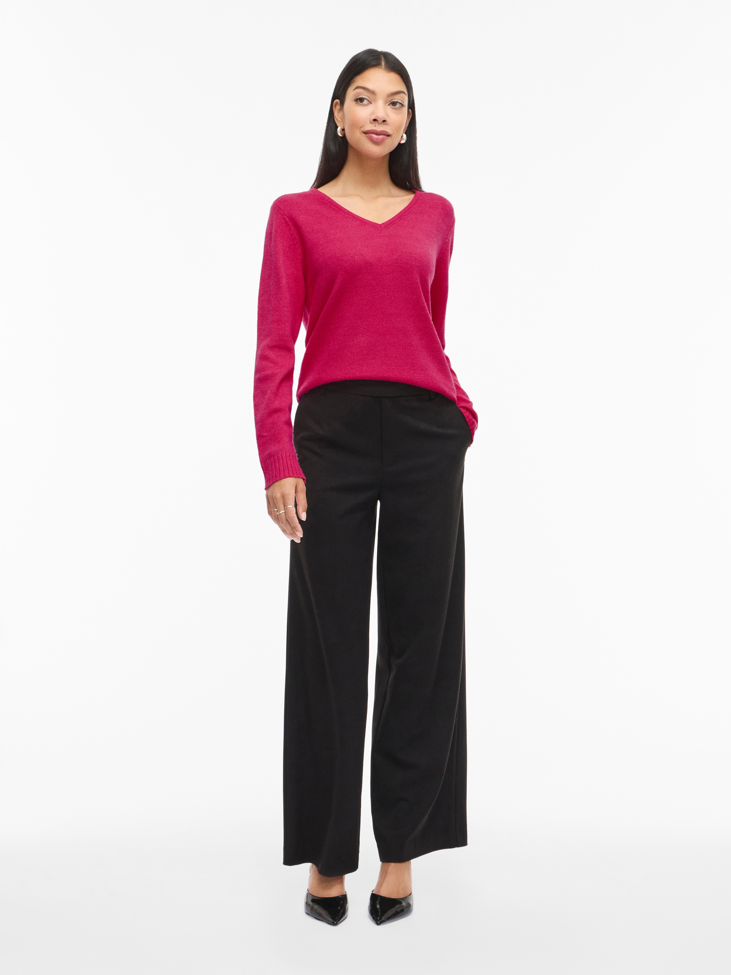 Vila »VIRIL V-NECK L/S  KNIT TOP - NOOS« Materialmix, regular fit