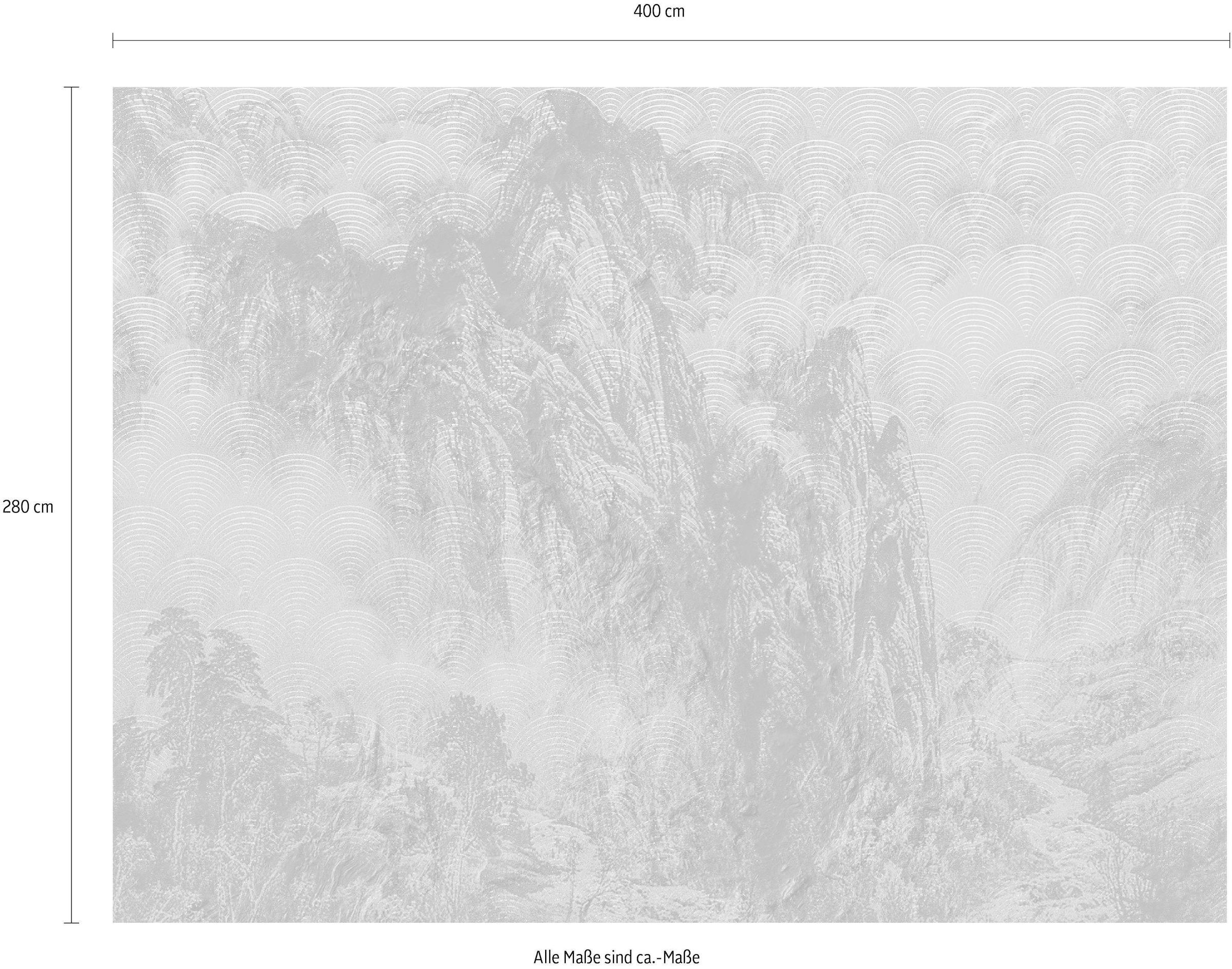 Komar Vliestapete »Digitaldruck Vlies - Montagnes - Größe 400 x 280 cm«, bedruckt, Wohnzimmer, Schlafzimmer