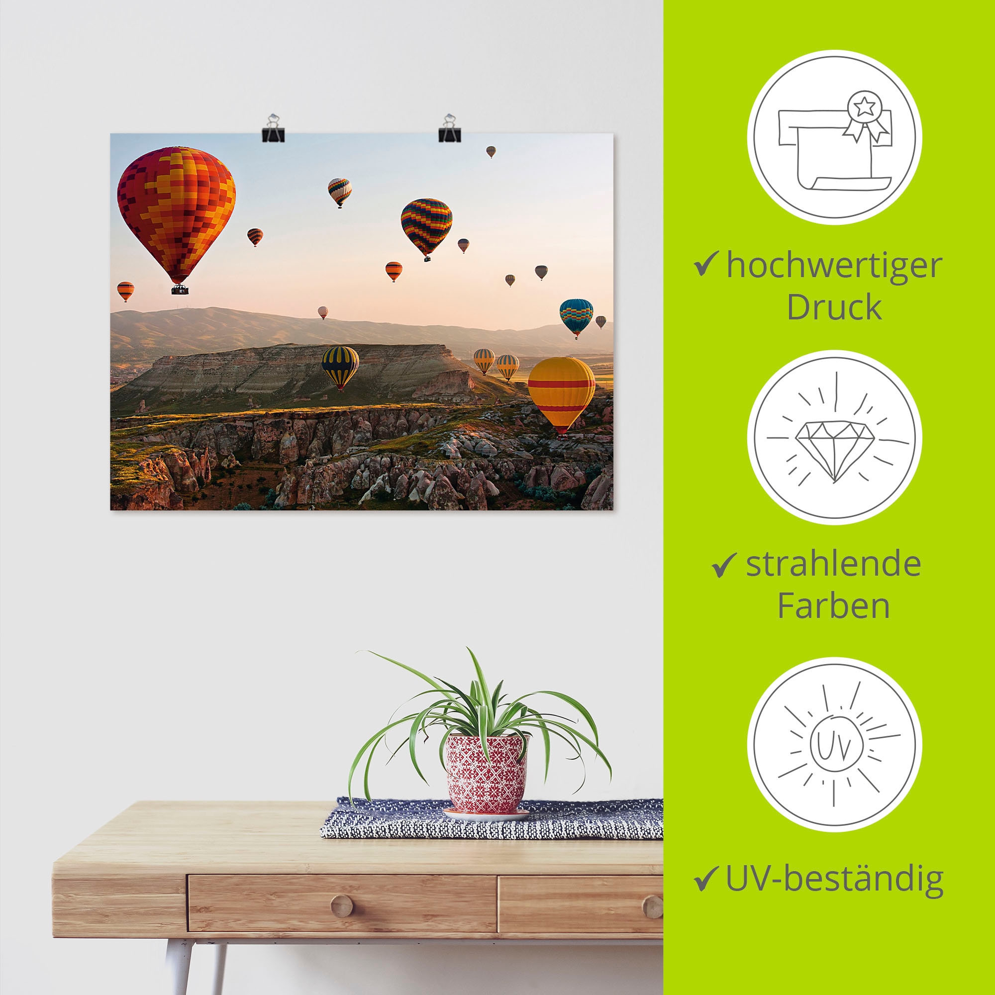 Artland Wandbild »Kappadokien Ballonfahrt« Ballonfahren 1 Stk. tlg. als Leinwandbild, Poster in verschied. Größen