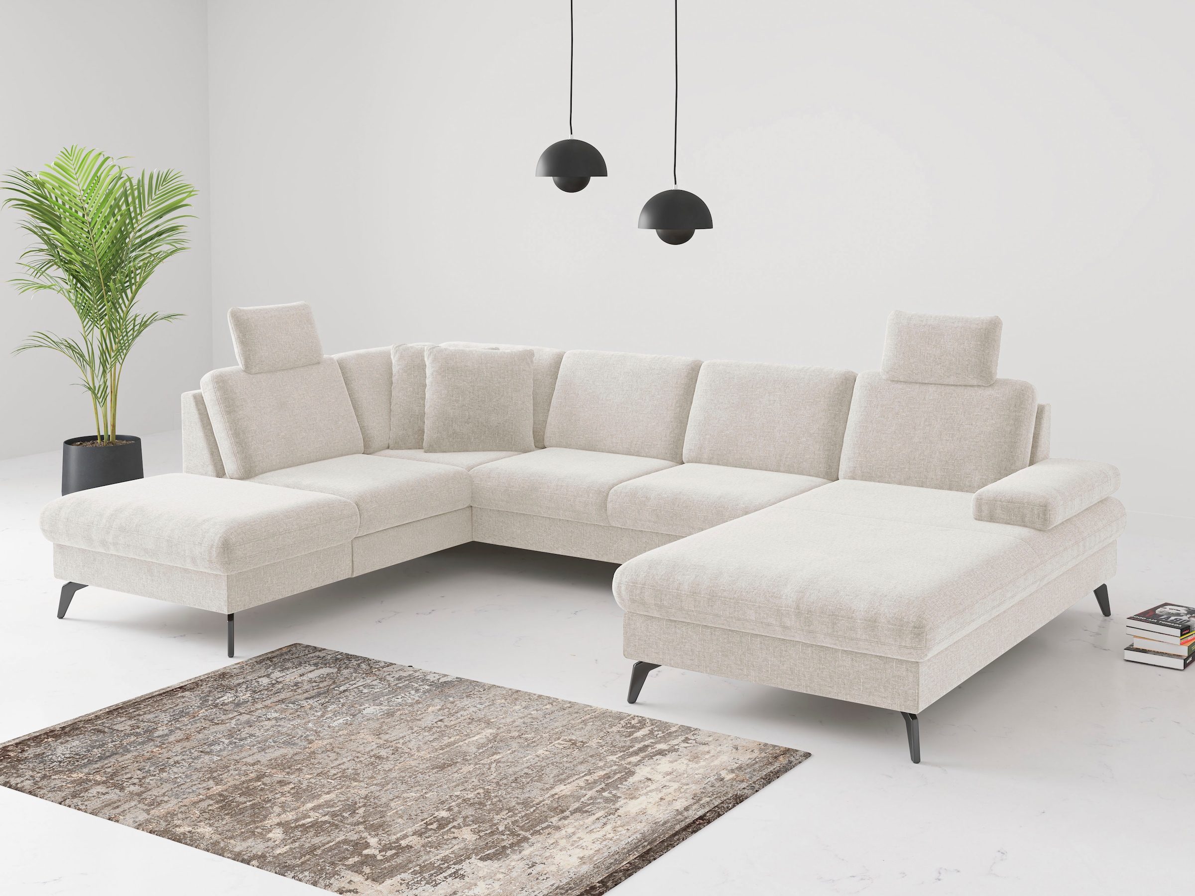 sit&more Wohnlandschaft »Morris Jubi U-Form«, inkl. Armteilfunktion und 1 Zierkissen, wahlweise mit Bettfunktion