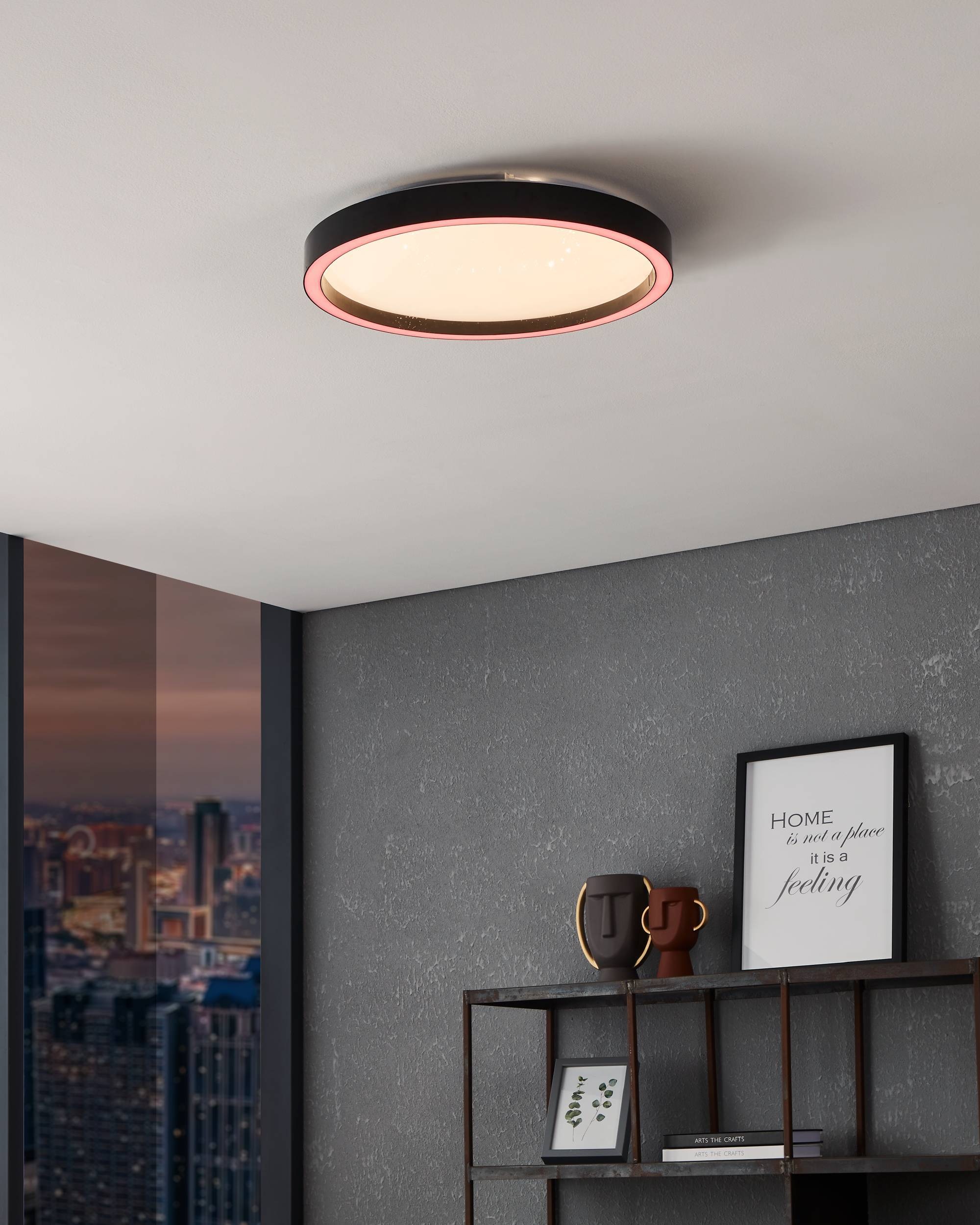 EGLO Deckenleuchte »Montemorelos-Z Deckenlampe, ZigBee 3.0, Kristall-Effekt, Flurlampe« LED-Modul 1 Stk. Kaltweiß | RGB Wand-/Deckenleuchte - H5 x Ø42 cm - schwarz - 17,8W inkl.