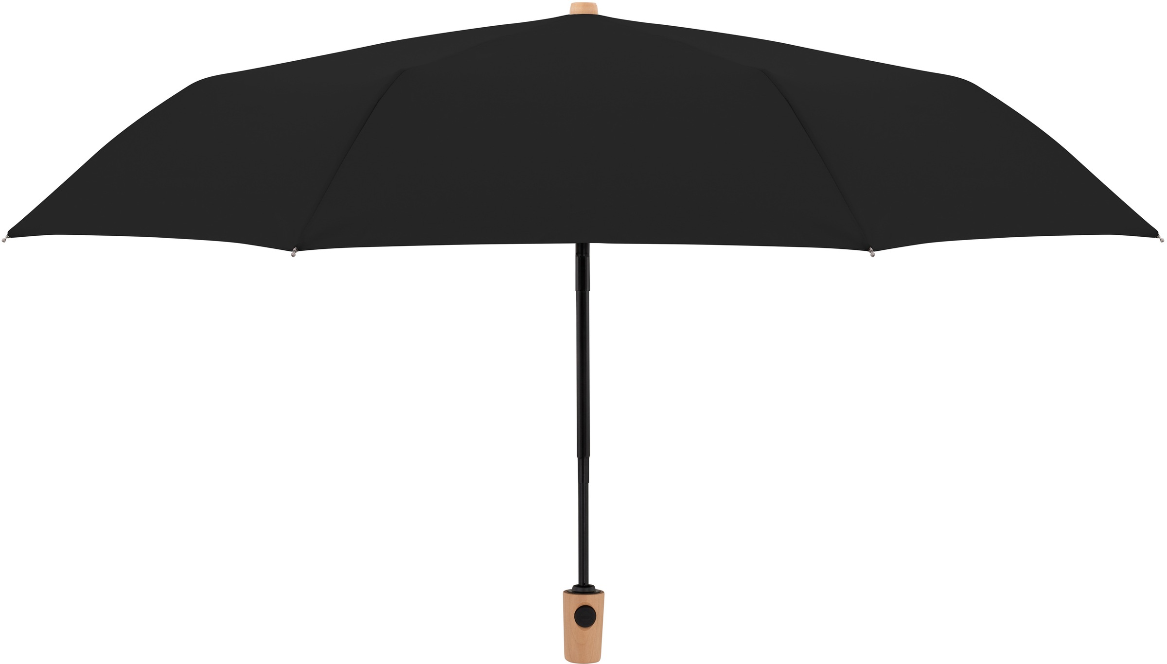 doppler® Taschenregenschirm »nature Magic, simple black«, aus recyceltem Material mit Griff aus FSC®- schützt Wald - weltweit