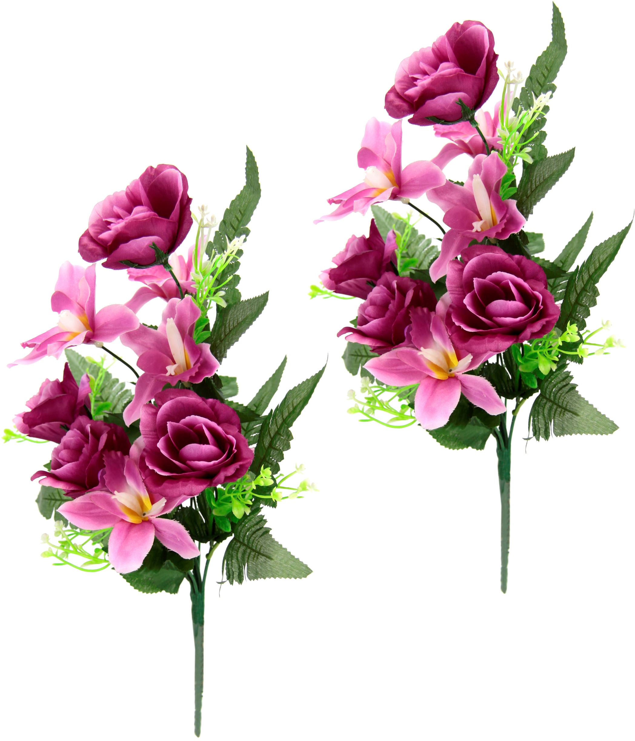 I.GE.A. Kunstblume »Bouquet aus Orchideen und Rosen«, 2er Set Kunstblumenstrauß zum Legen oder Stellen Künstliche Blumen