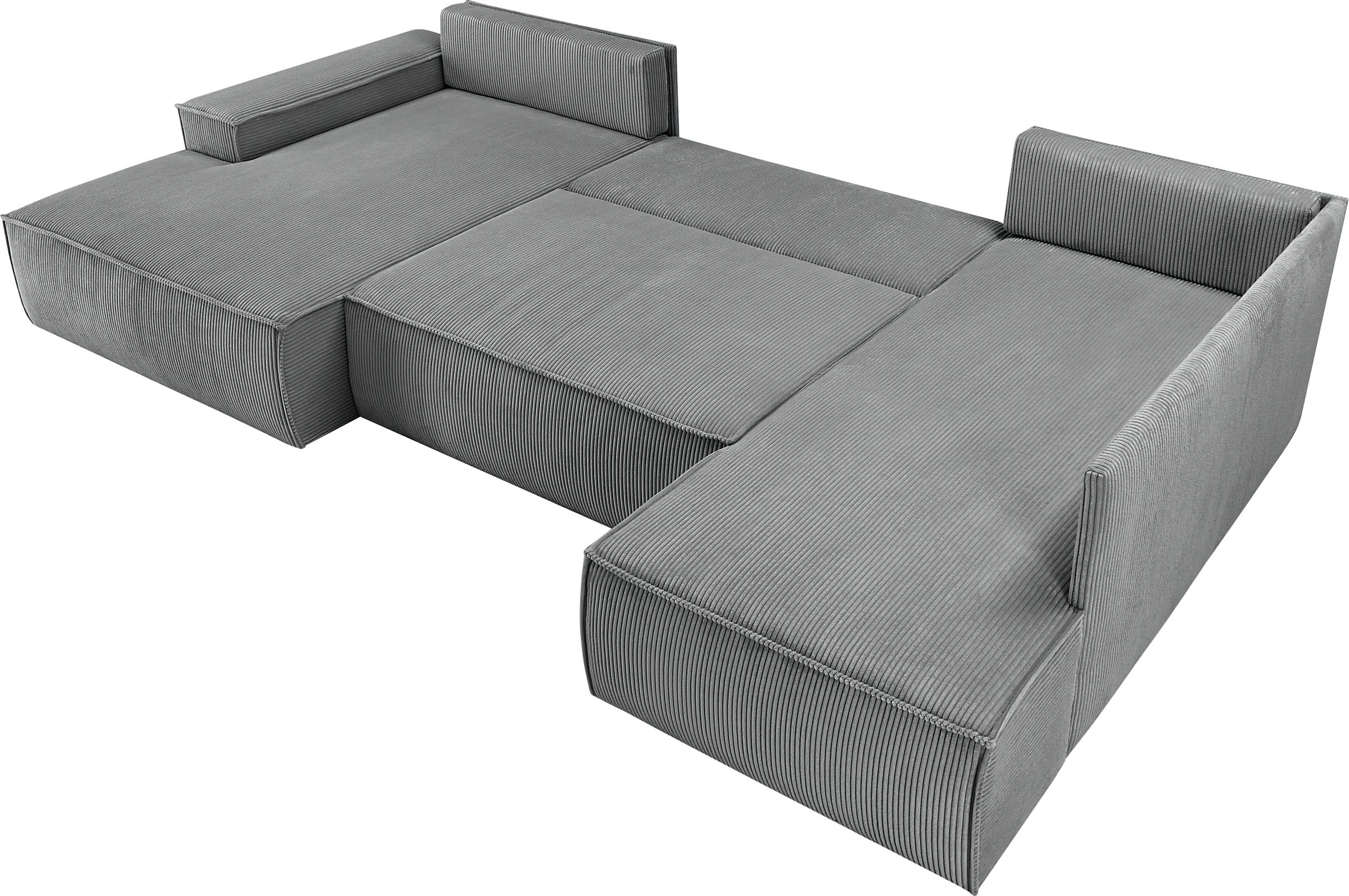 Home affaire Wohnlandschaft »SHERWOOD 329 cm, U-Form, Schlafsofa,«, Schlaffunktion m. Bettkasten (194x139 cm), Cord, Vintage, Samtvelours