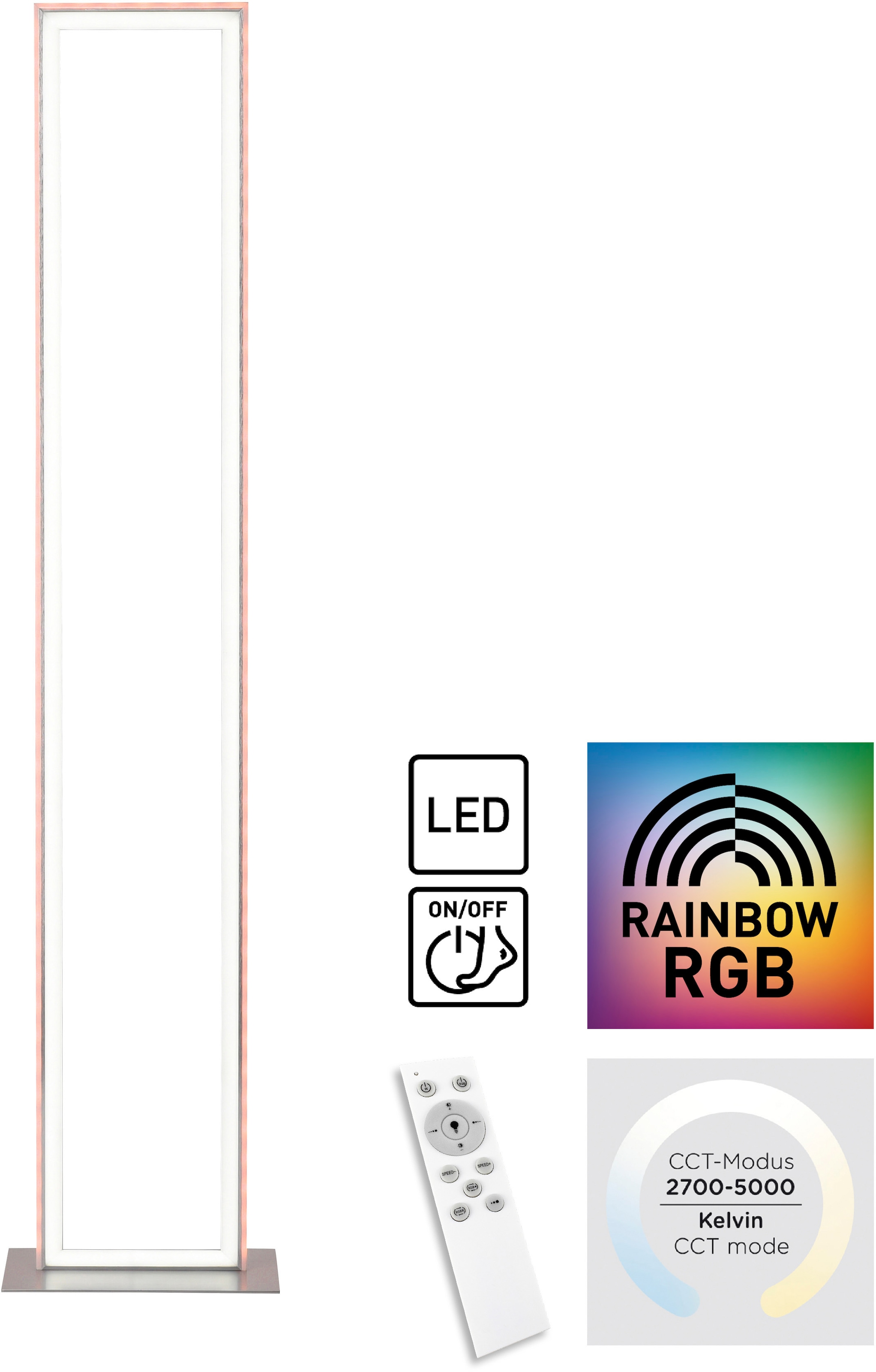 auf Stehlampe LED inkl. Rechnung 2 flammig-flammig, Downlight: Sidelight: bestellen Rainbow-RGB, »Luan«, Infrarot-Fernbed. 2700-5000K, home my