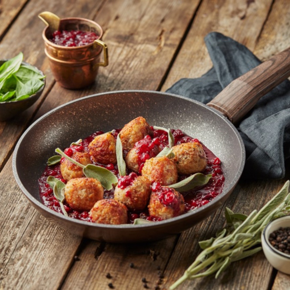 RESTO Kitchenware Bratpfanne »Carina, Universalpfanne mit holzähnlichem Soft-Touch-Griff«, Aluminium, (1 tlg.), mit Marmor-Antihaftbeschichtung, 4-lagig, für alle Herdarten geeignet