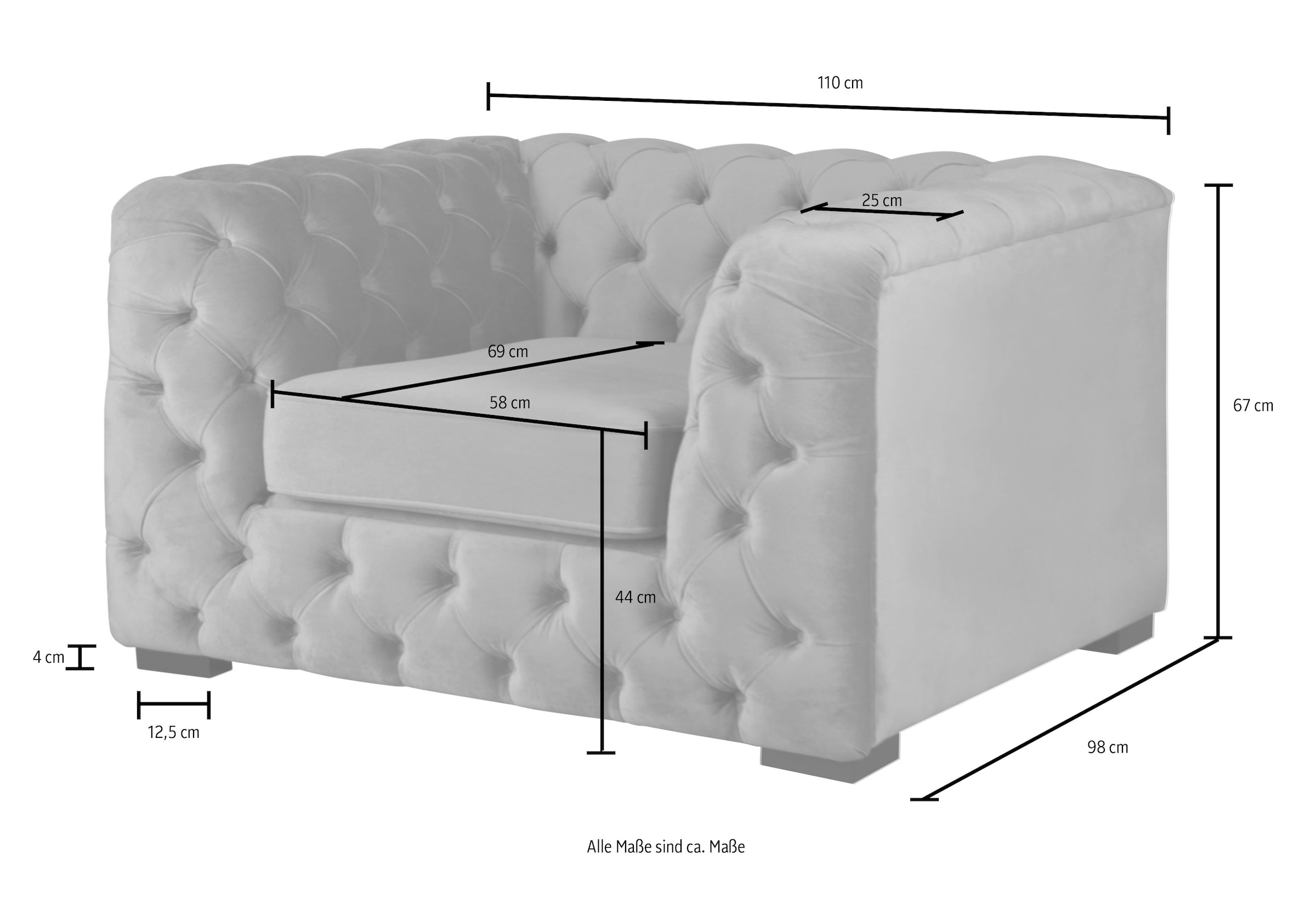 Guido Maria Kretschmer Home&Living Chesterfield-Sessel »Kalina Sessel«, mit klassischer Chesterfield-Knopfheftung, sehr hochwertige Qualität