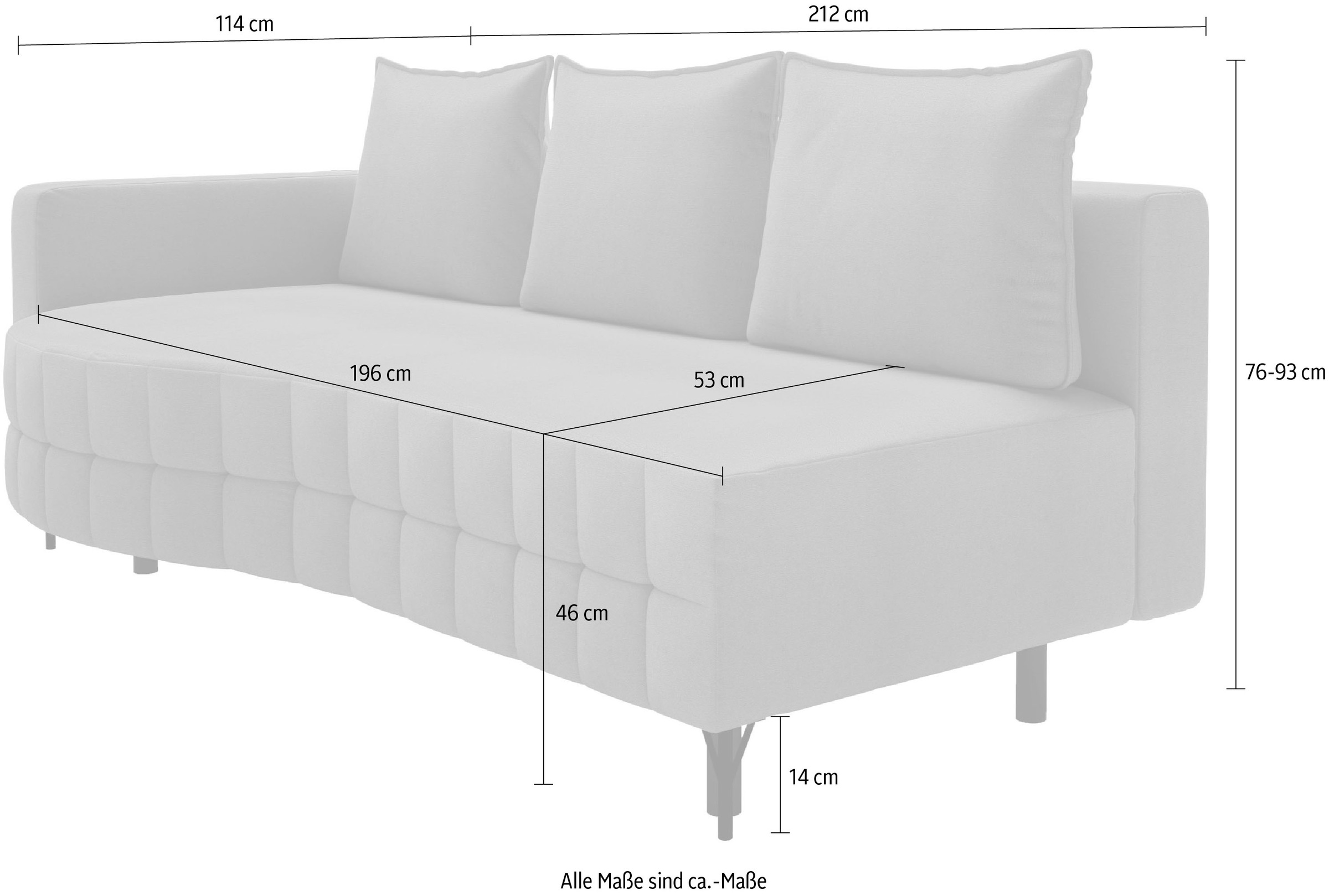 exxpo - sofa fashion Loungesofa »T wiggy Schlafsofa mit Bettfunktion und Bettkasten,« komfortabler Federkern, super Sitzkomfort, elegante Formensprache