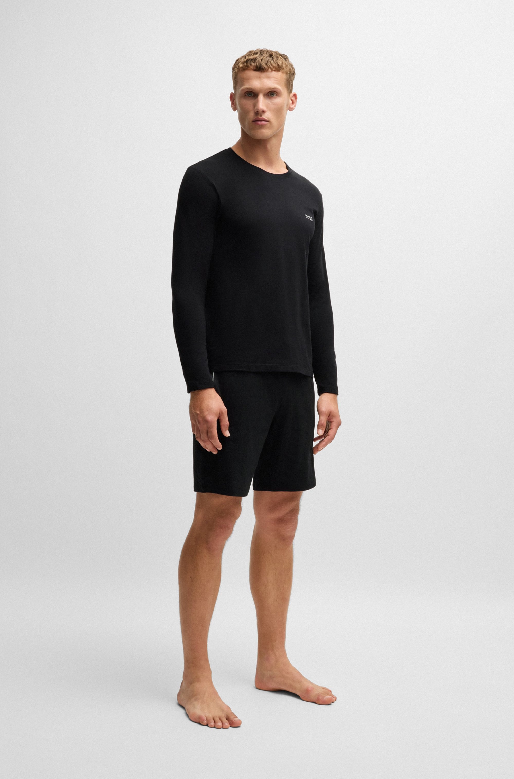 BOSS Langarmshirt »Mix&Match LS-Shirt R«, mit BOSS Stickerei auf der Brust