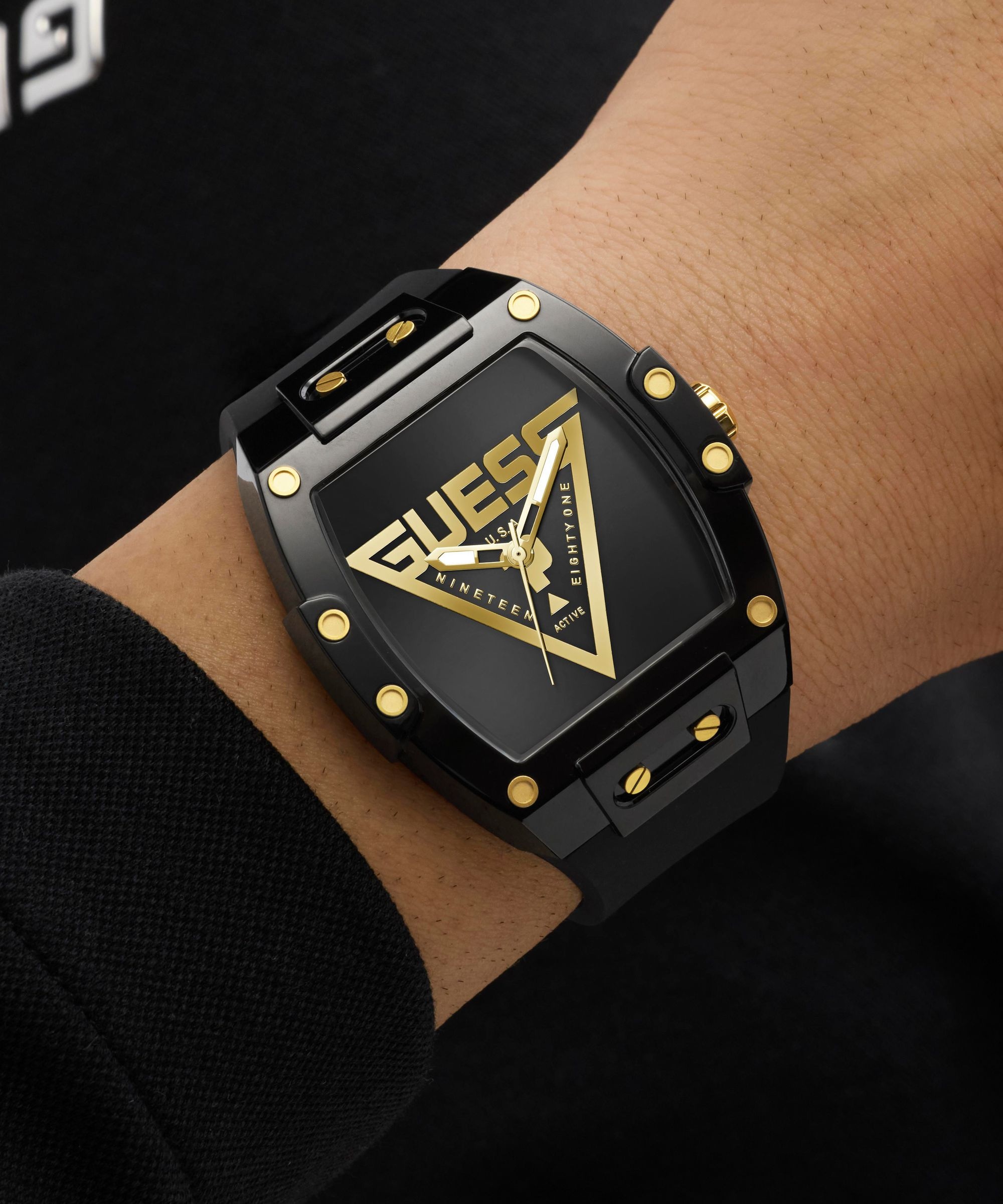 Guess Quarzuhr »PHOENIX« Armbanduhr, Herrenuhr, Silikonarmband, analog