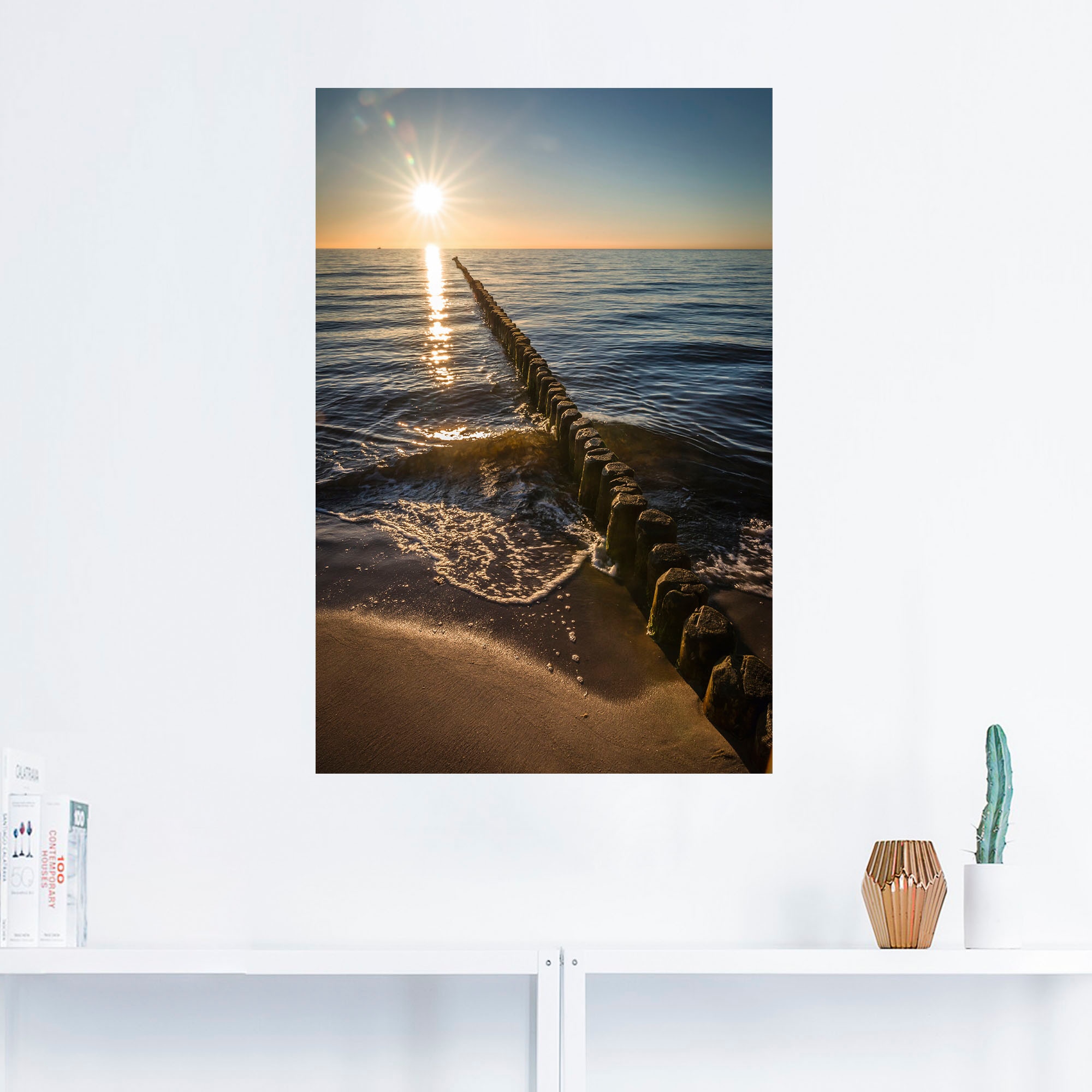 Artland Wandfolie »Buhnen und Sonnenuntergang Ostsee«, Küstenbilder, (1 St. günstig online kaufen