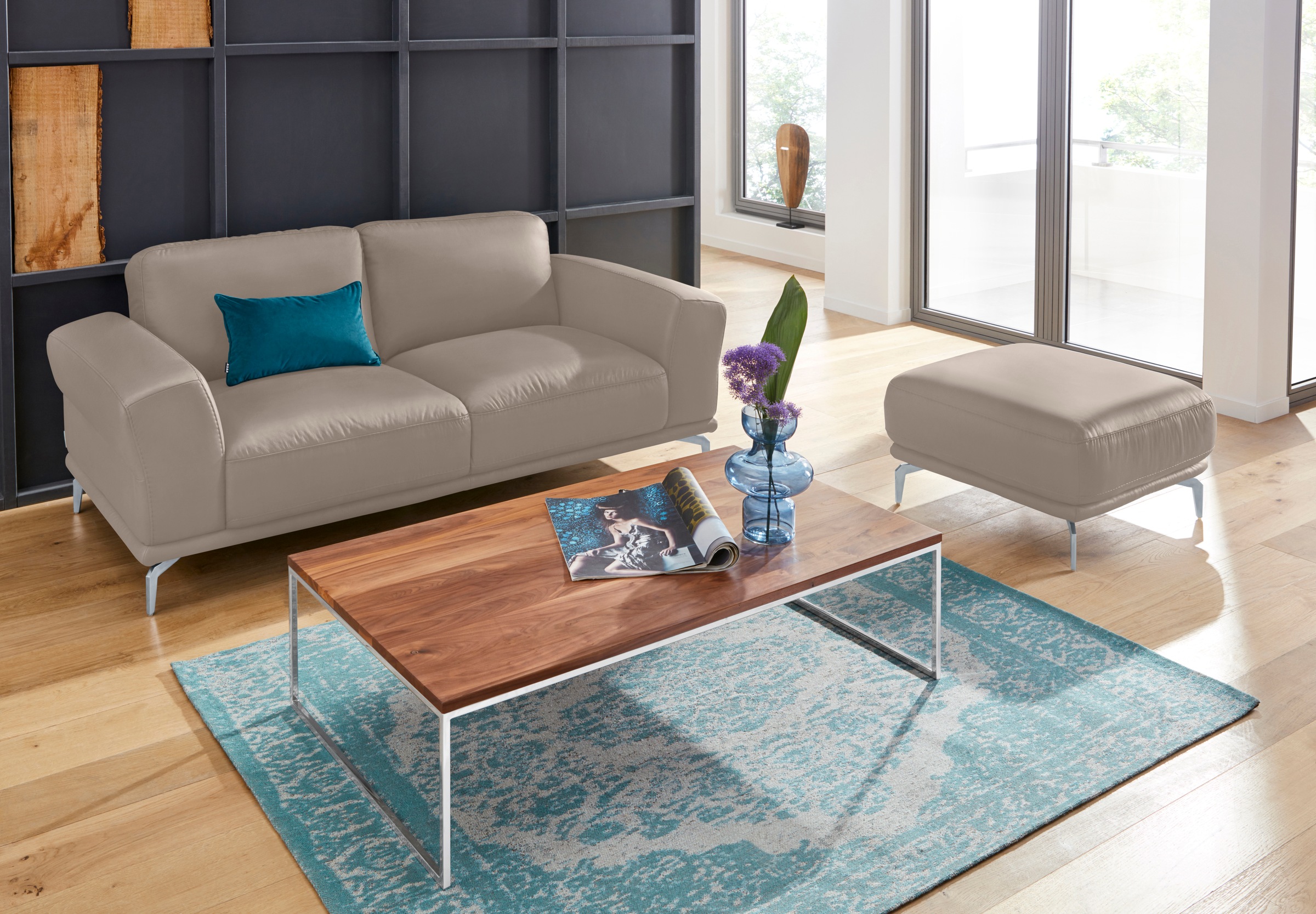 W.SCHILLIG Hocker »montanaa«, mit Metallfüßen in Silber matt, Breite 71 cm