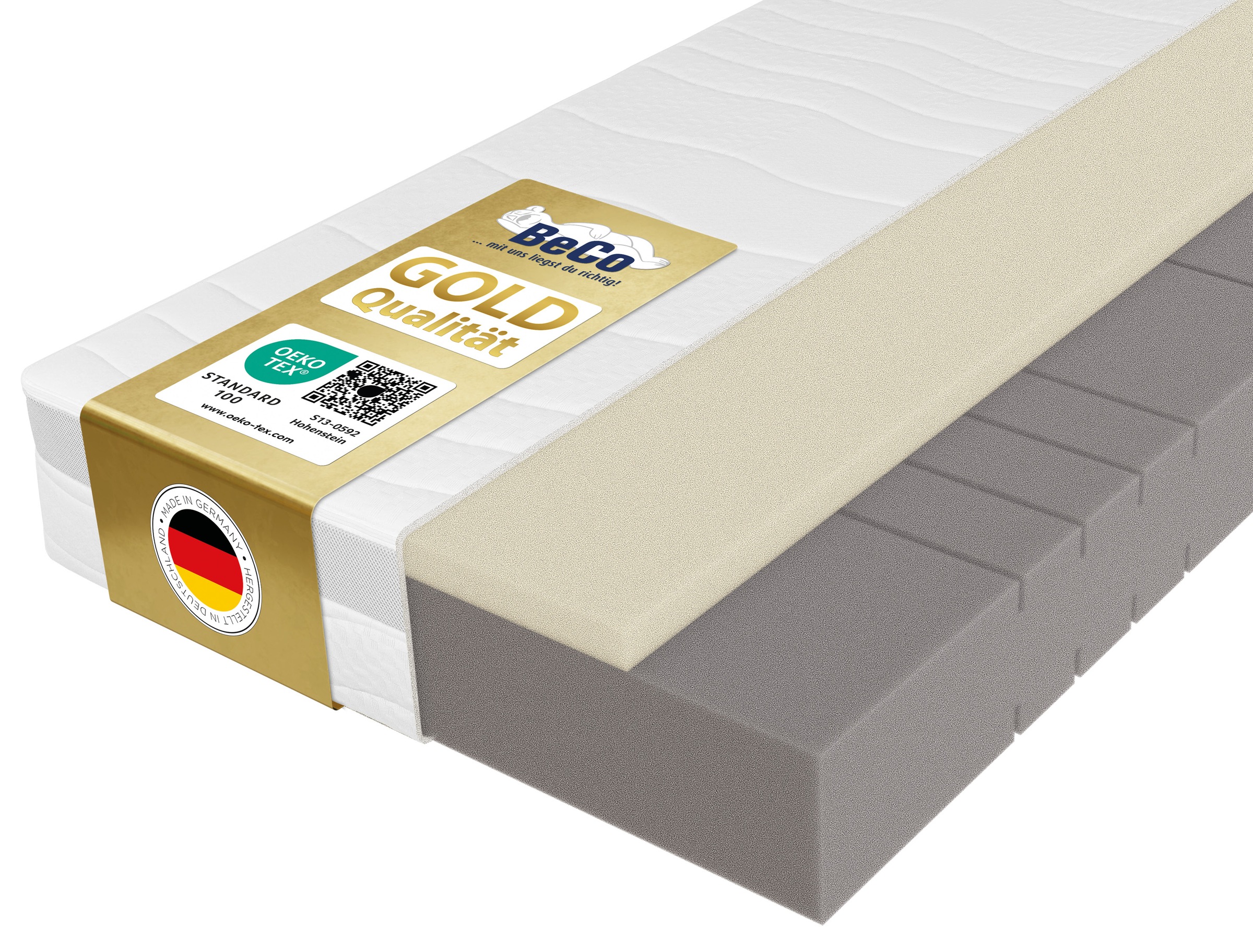 Hybridschaum-Matratze BECO "Feel Like Latex ONE KS - GOLD, Matratze 90x200 cm, 140x200 cm und mehr", weiß, B:80cm H:21cm L:200cm
