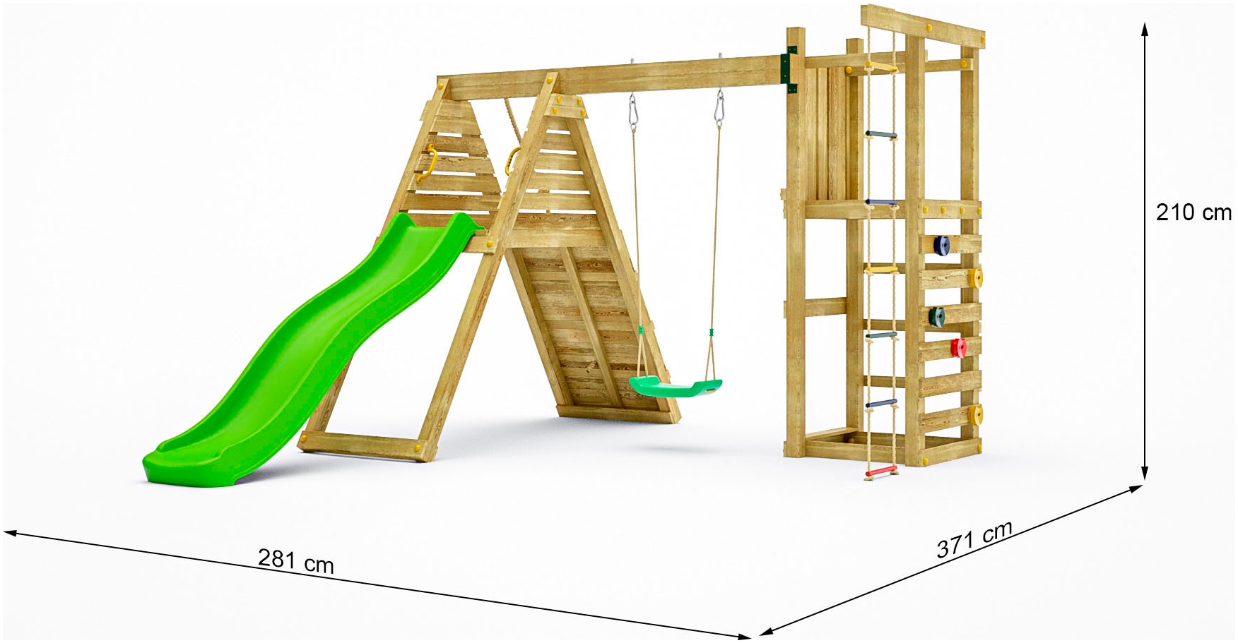 FUNGOO Spielturm »Climber, Klettergerüste m Rutsche, Kletterbrücke, -leiter u. Schaukel«, Made in Europe
