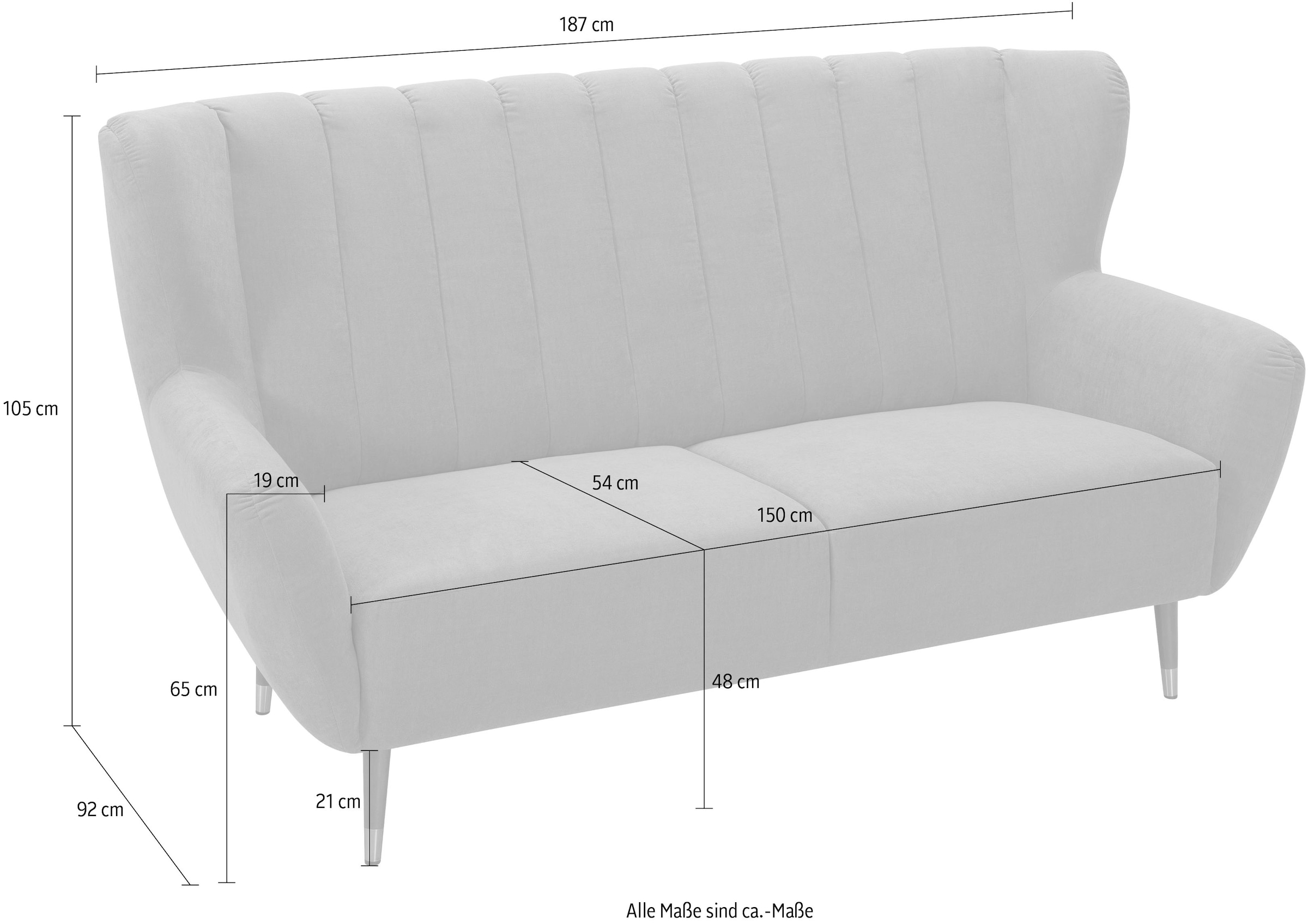 exxpo - sofa fashion 3-Sitzer »Polly, bequem mit hoher Rückenlehne, hohe Füße, Ohrensesselcouch«, Küchensofa, mit hochwertigen Bezügen